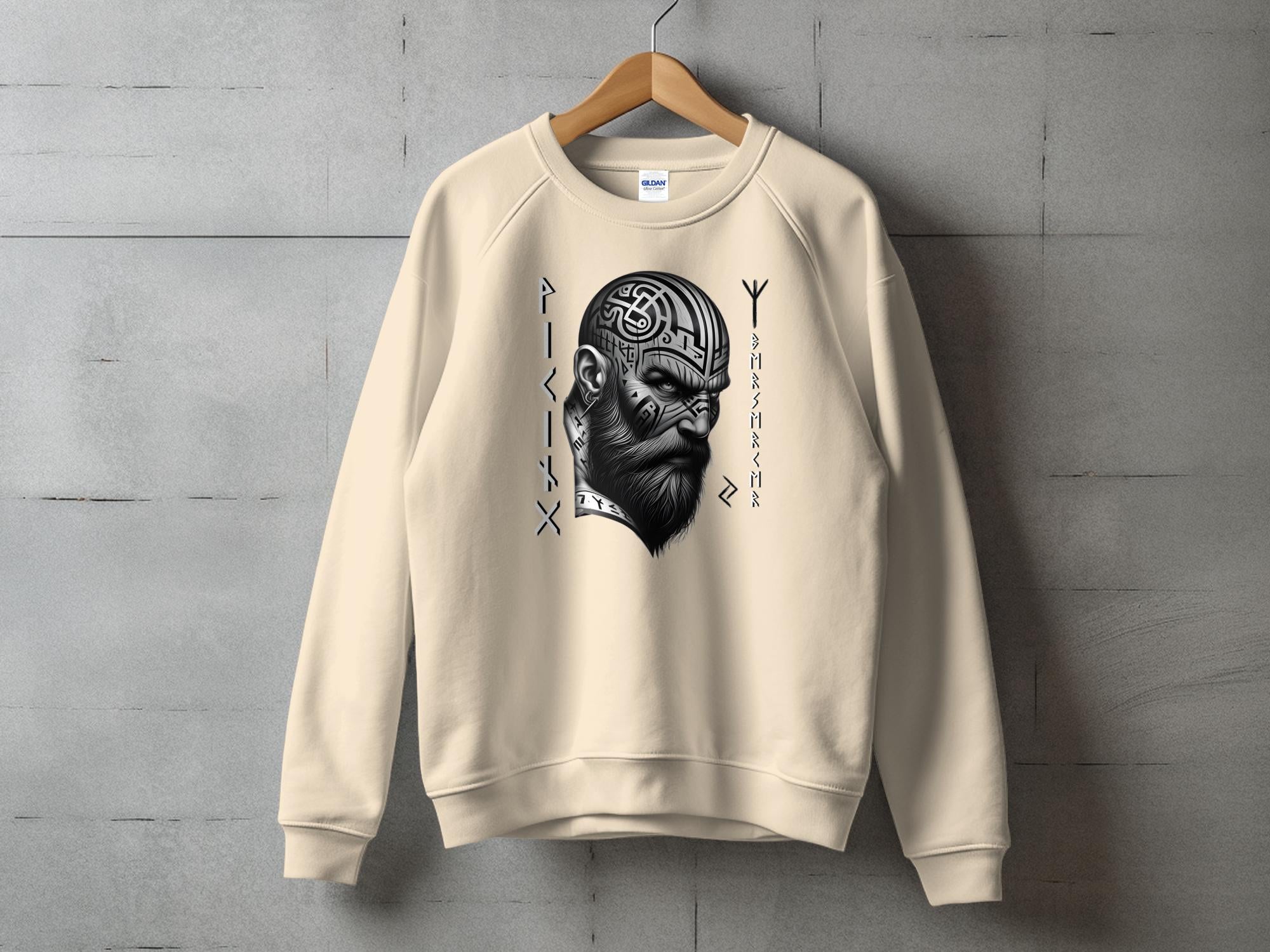 Viking Focus - Coloured Gildan Sweatshirt Realistic Norse Talisman Men Women Unisex Valhalla Tee Graphic Design