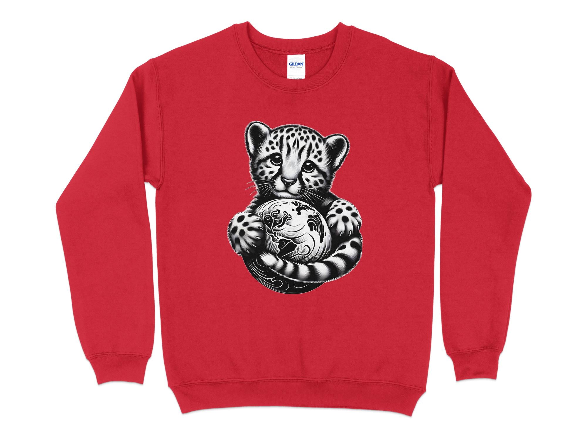 Cheetah World - Coloured Gildan Sweatshirt Realistic Animal Talisman Unisex Cute Tee Graphic Design