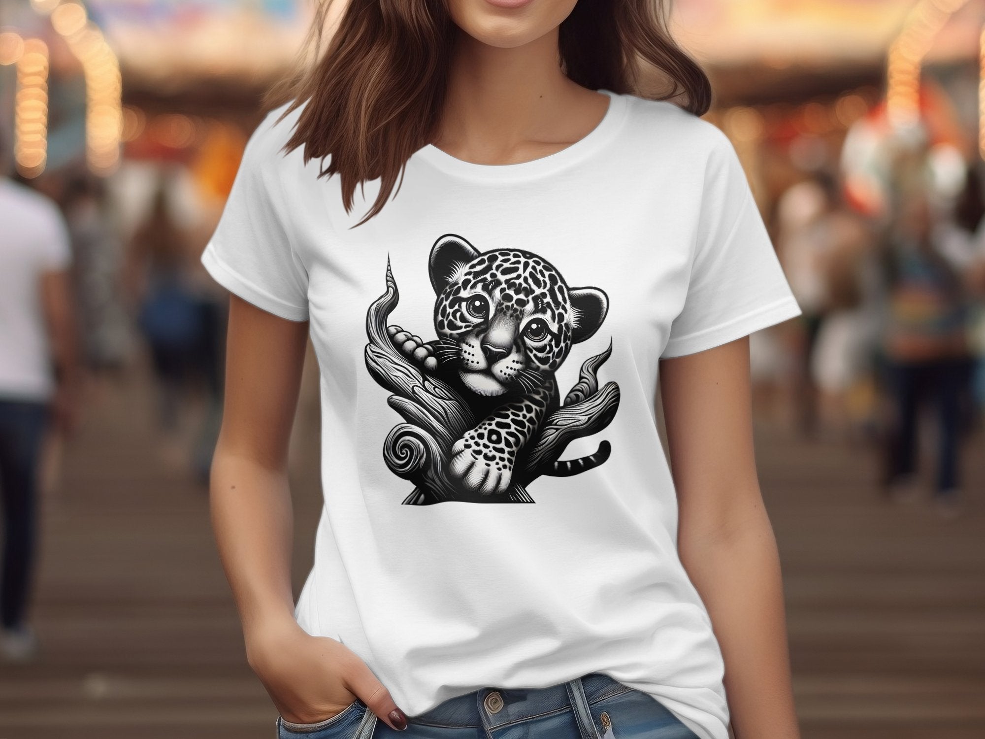 Leopard Bonsai - Coloured Gildan T-Shirt Realistic Animal Talisman Unisex Cute Tee Graphic Design