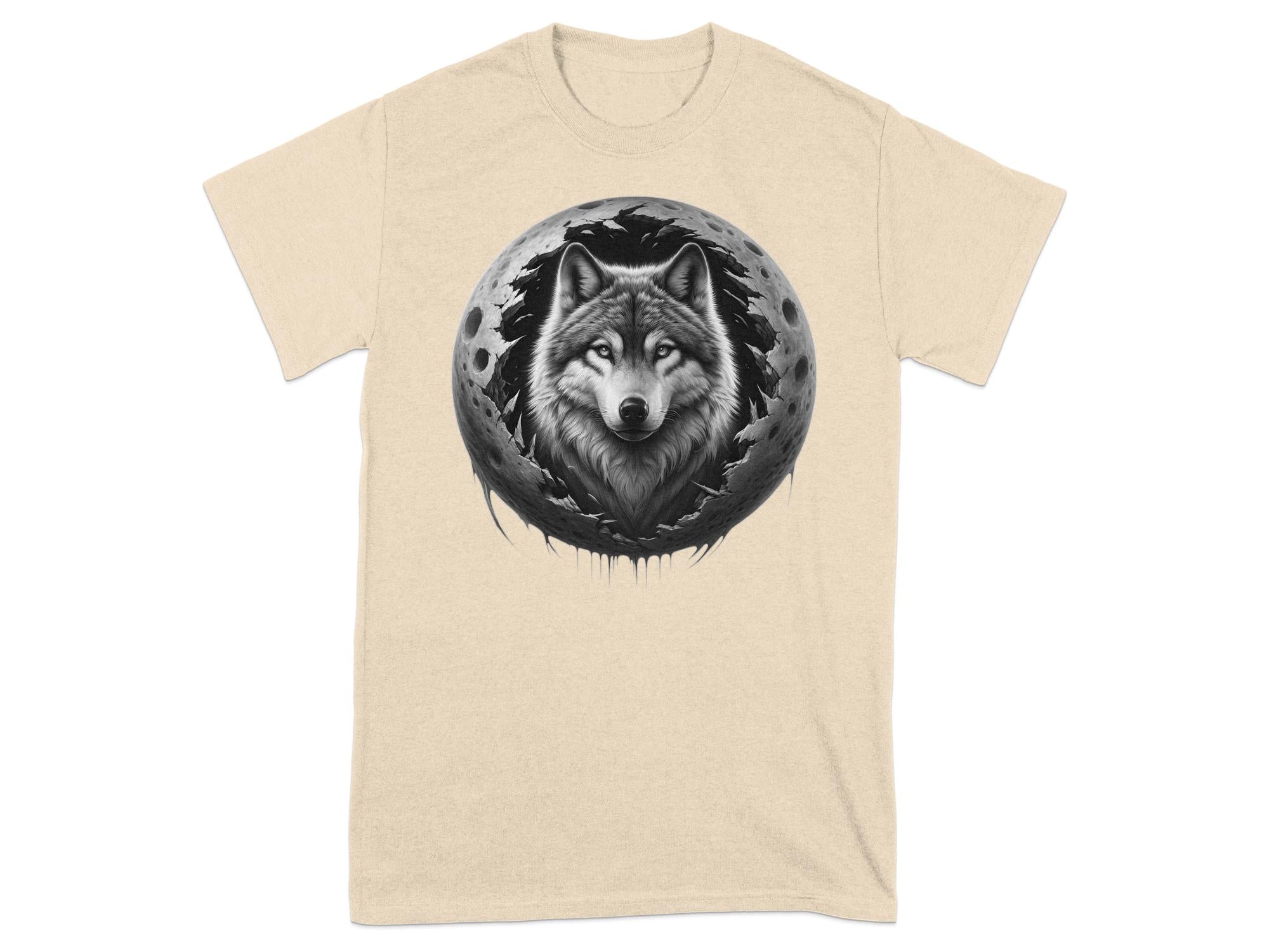 Moon Wolf - Coloured Gildan T-Shirt Realistic Animal Talisman Unisex Mythology Tee Graphic Design