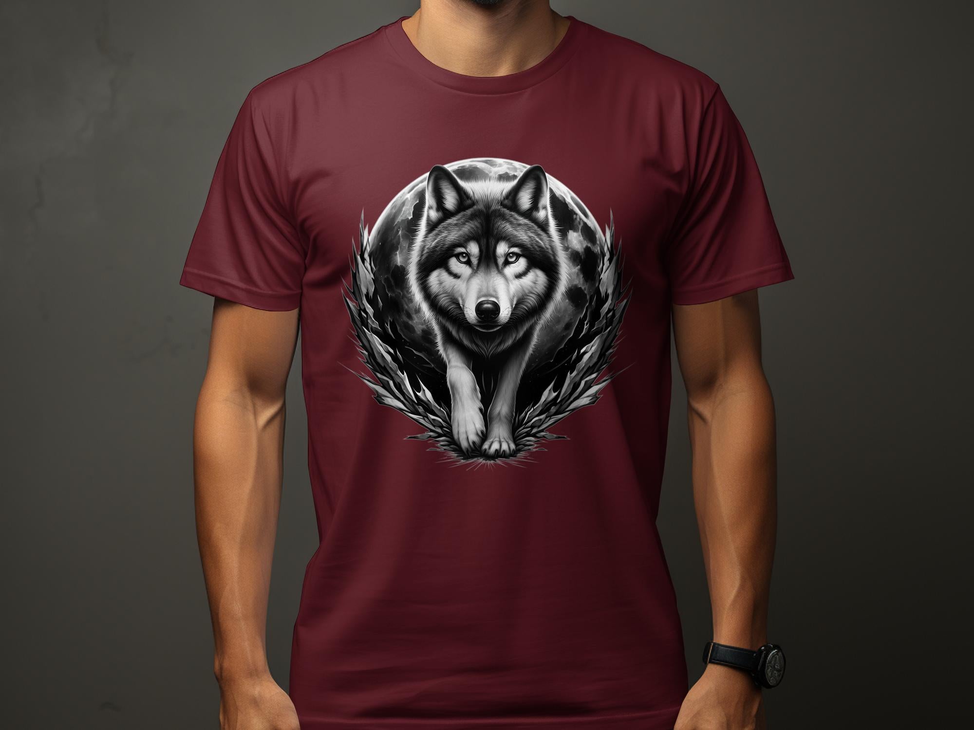 Moon Wolf - Coloured Gildan T-Shirt Realistic Animal Talisman Unisex Mythology Tee Graphic Design