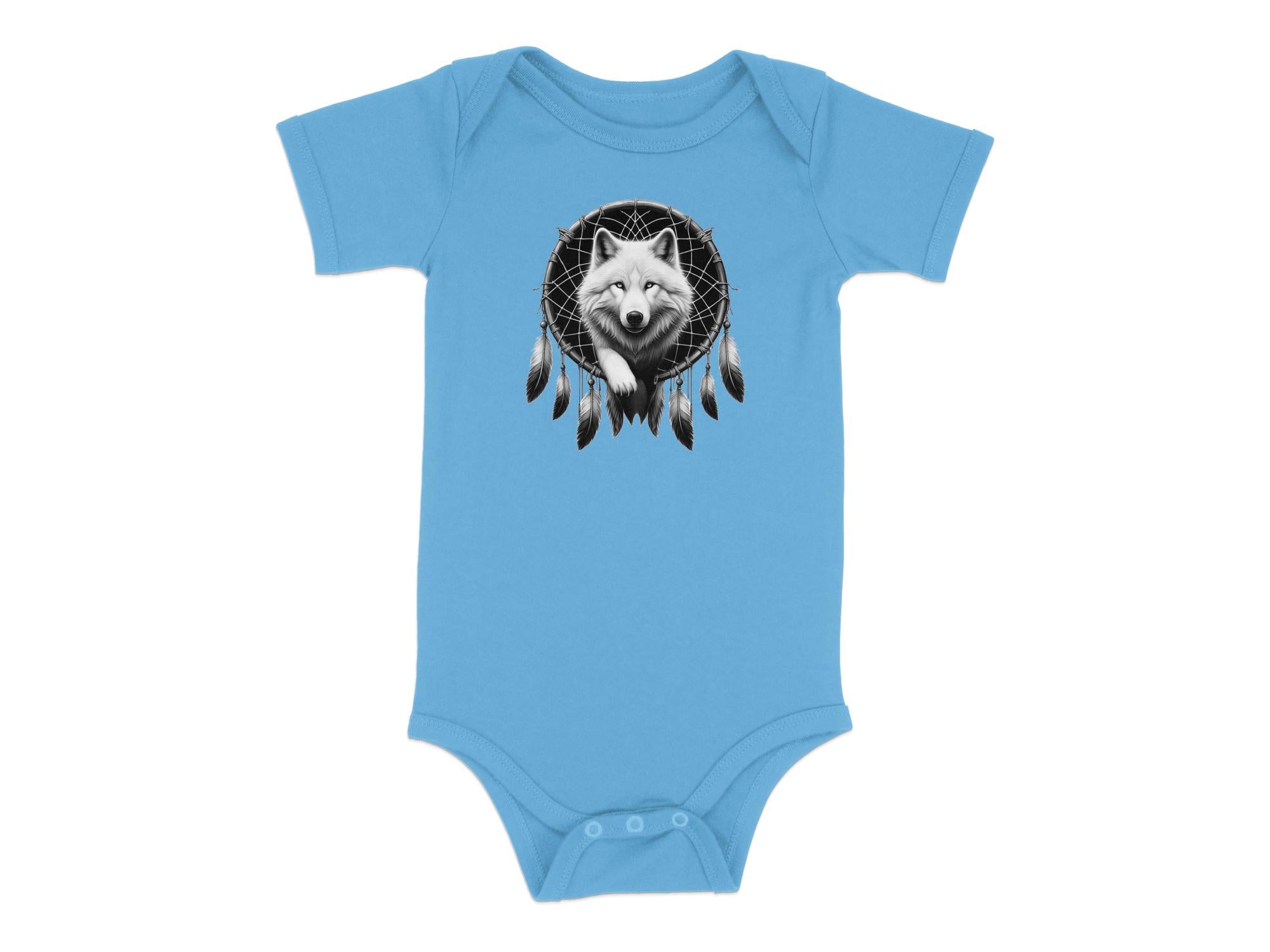 Dreamcatcher Wolf - Coloured Toddler Bodysuit Realistic Native American Talisman Unisex Mythology Tee Graphic Design