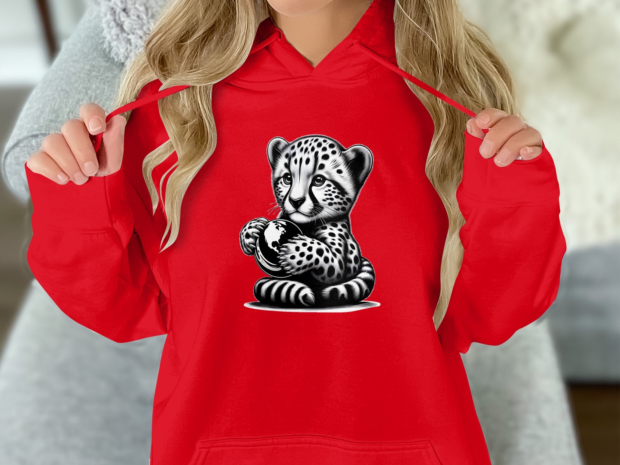 Cheetah World - Coloured Gildan Hoodie Realistic Animal Talisman Unisex Cute Tee Graphic Design