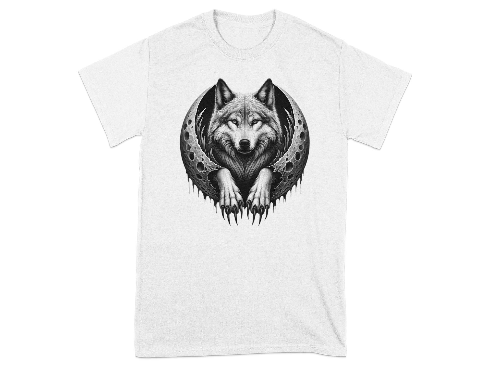 Moon Wolf - Coloured Gildan T-Shirt Realistic Animal Talisman Unisex Mythology Tee Graphic Design