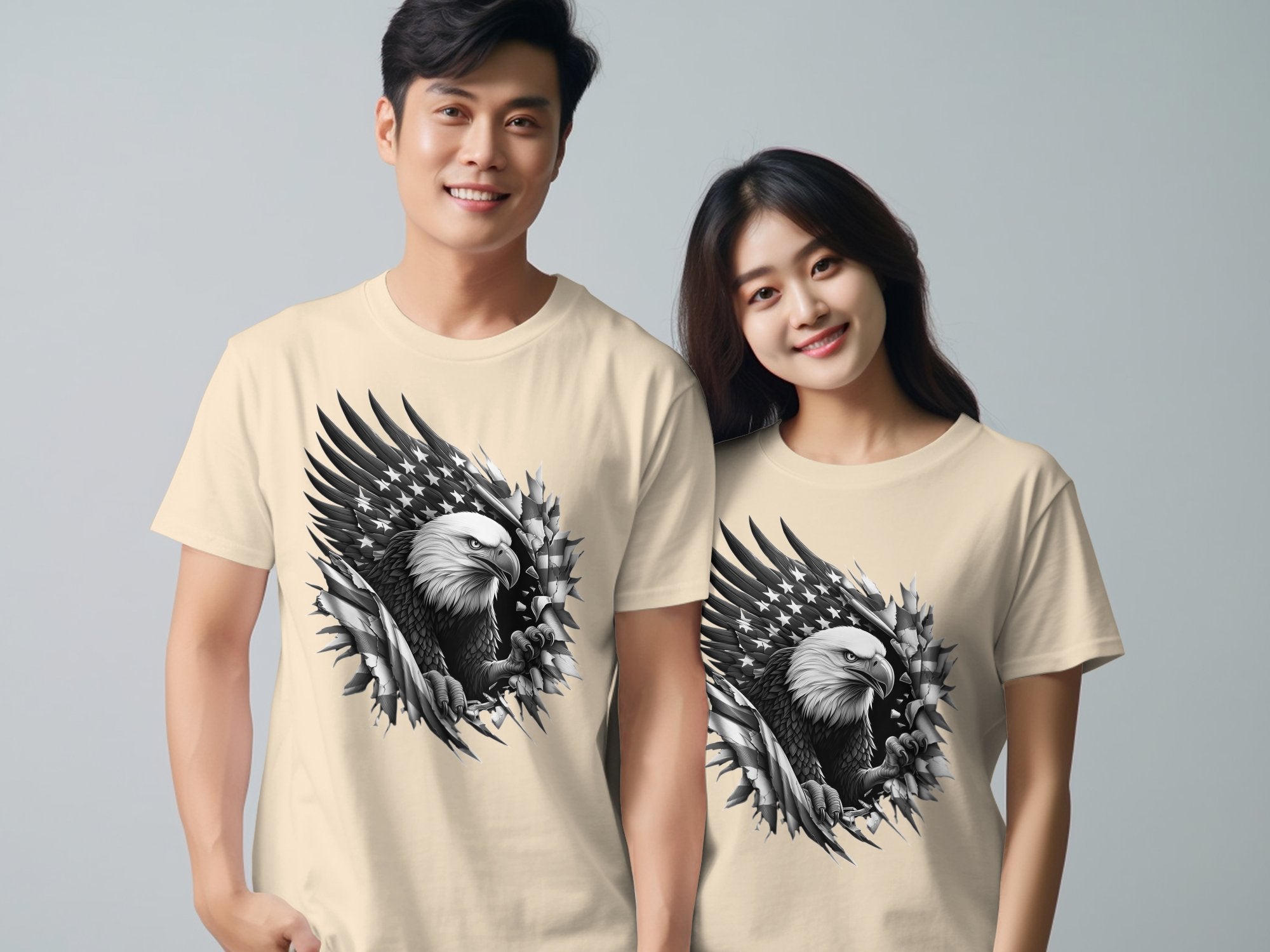 Eagle Patriot - Coloured Gildan T-Shirt Realistic Animal Talisman Unisex Tee Graphic Design