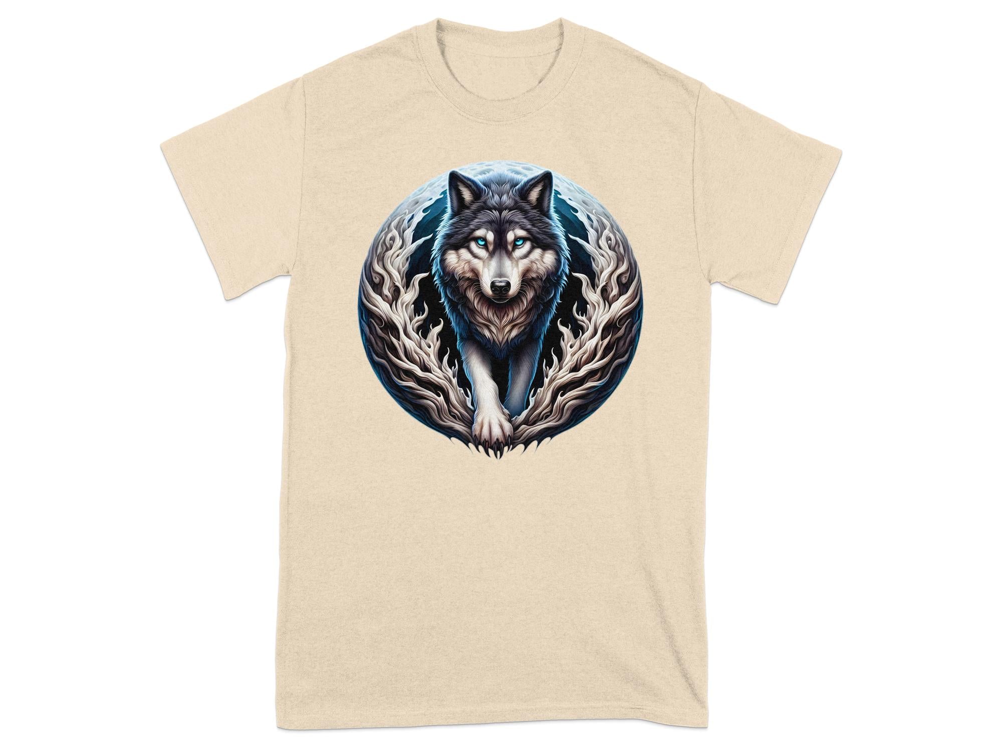 Moon Wolf - T-Shirt Realistic Full Colour Animal Talisman Unisex Mythology Tee Gildan Graphic Design