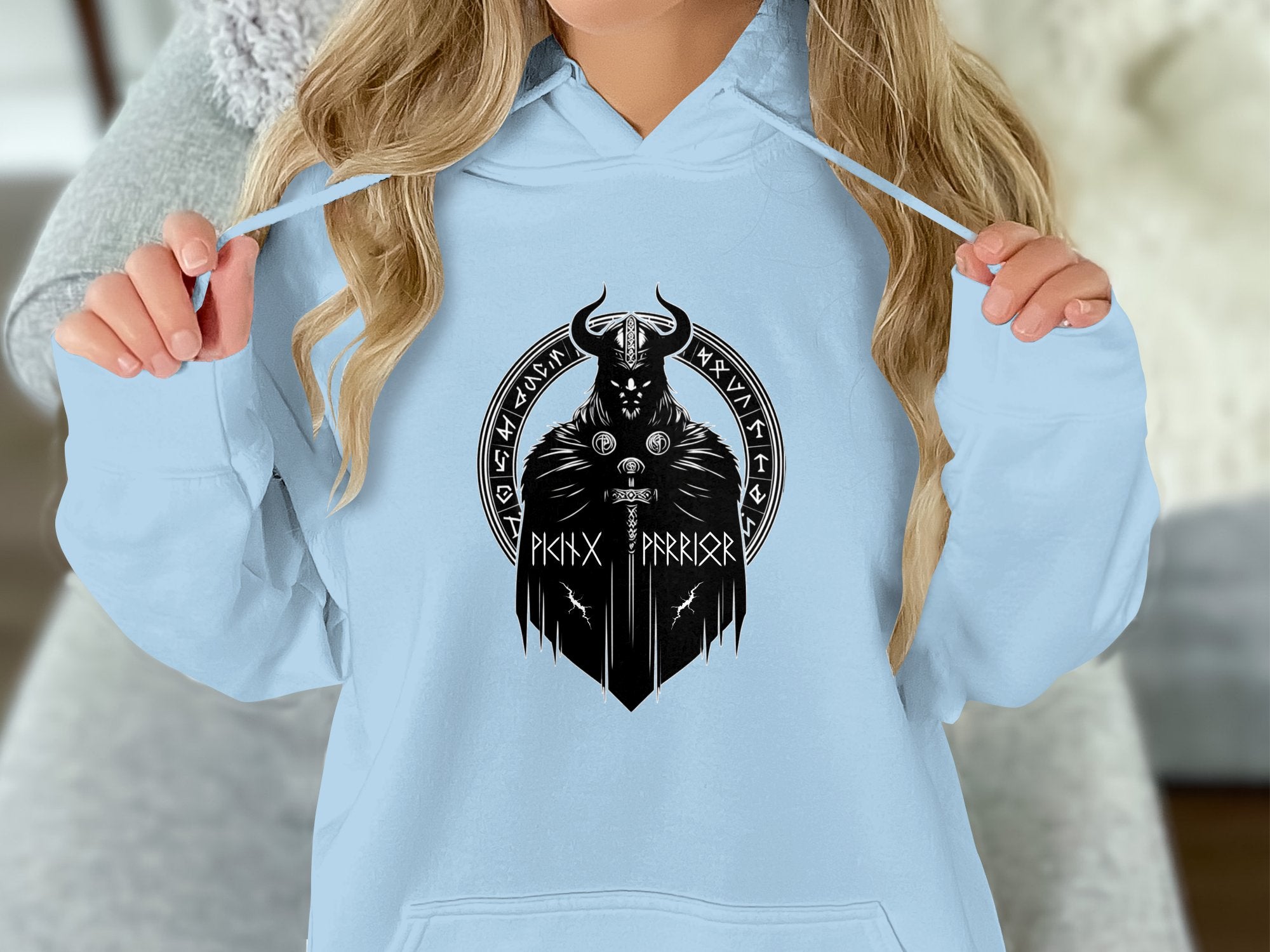 Viking Seer - Coloured Gildan Hoodie Shirt White Norse Talisman Men Women Unisex Valhalla Tee