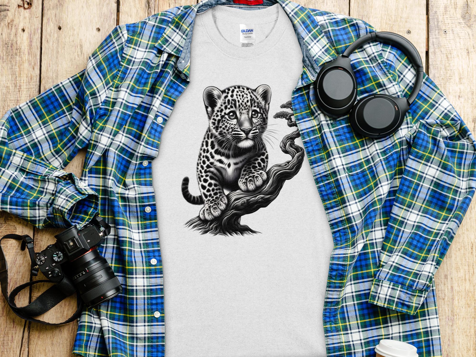 Leopard Bonsai - Coloured Gildan T-Shirt Realistic Animal Talisman Unisex Cute Tee Graphic Design