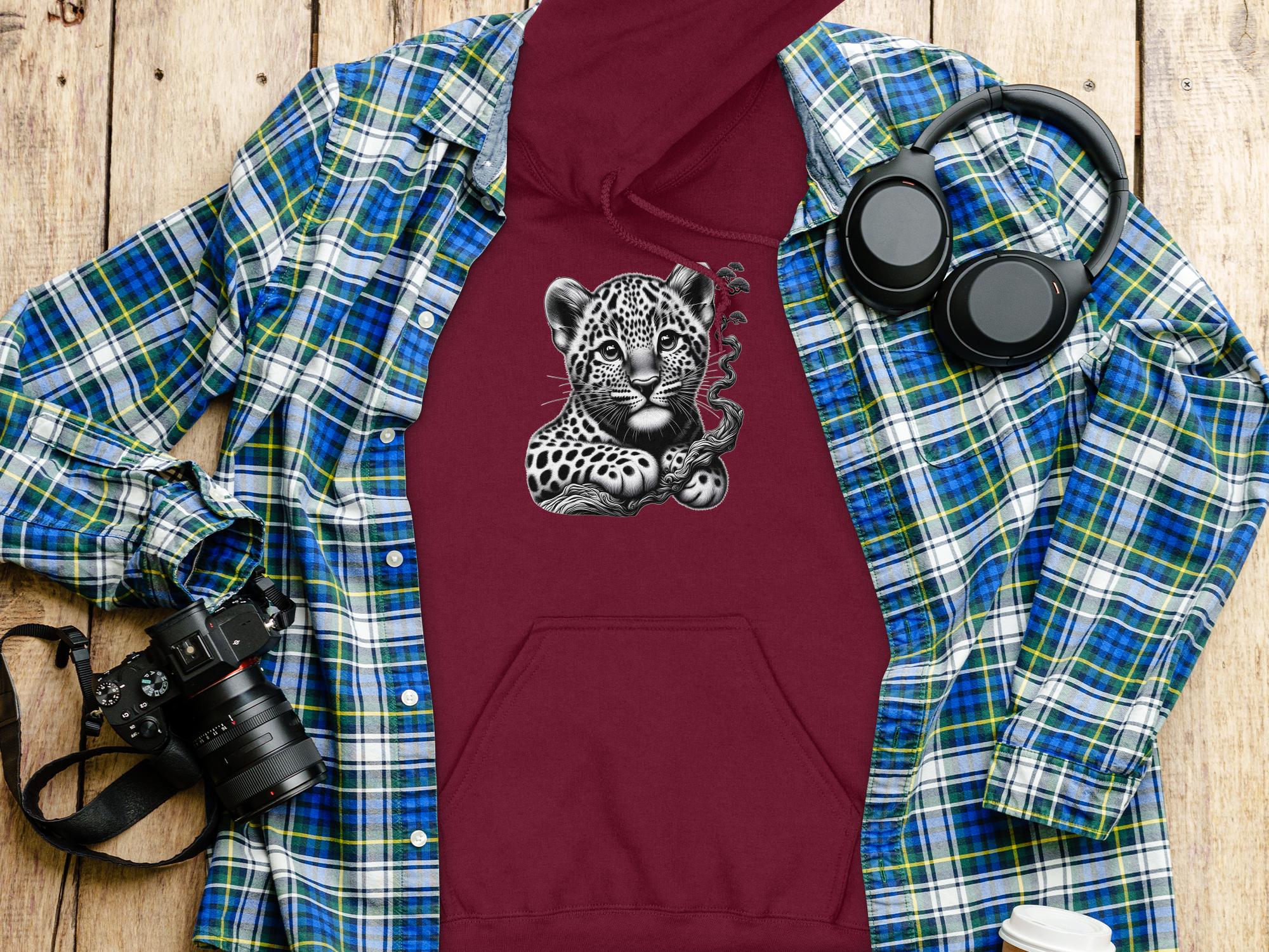 Leopard Bonsai - Coloured Gildan Hoodie Realistic Animal Talisman Unisex Cute Tee Graphic Design