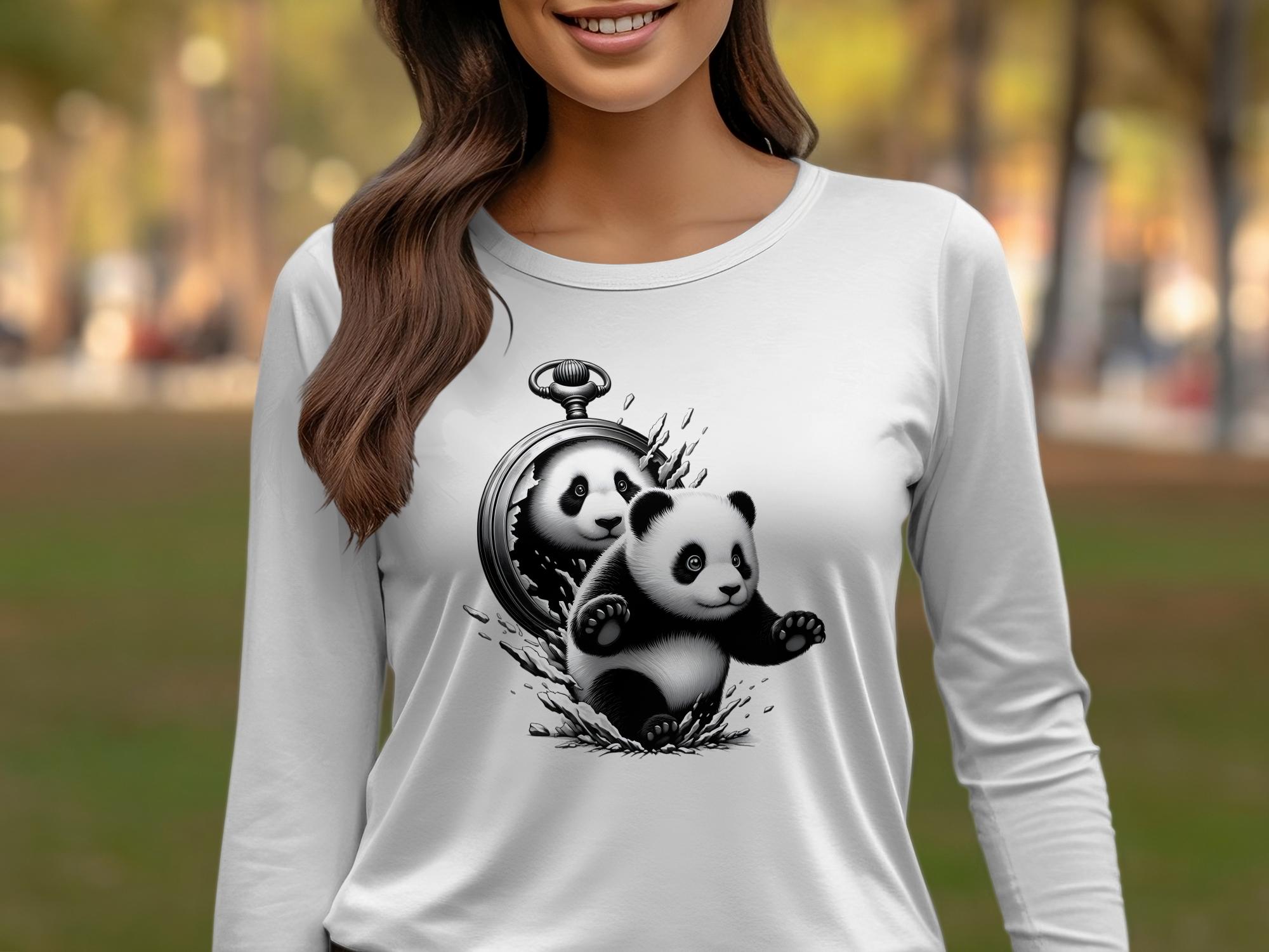 Panda - Coloured Gildan Long Sleeve Realistic Animal Talisman Unisex Cute Tee Graphic Design