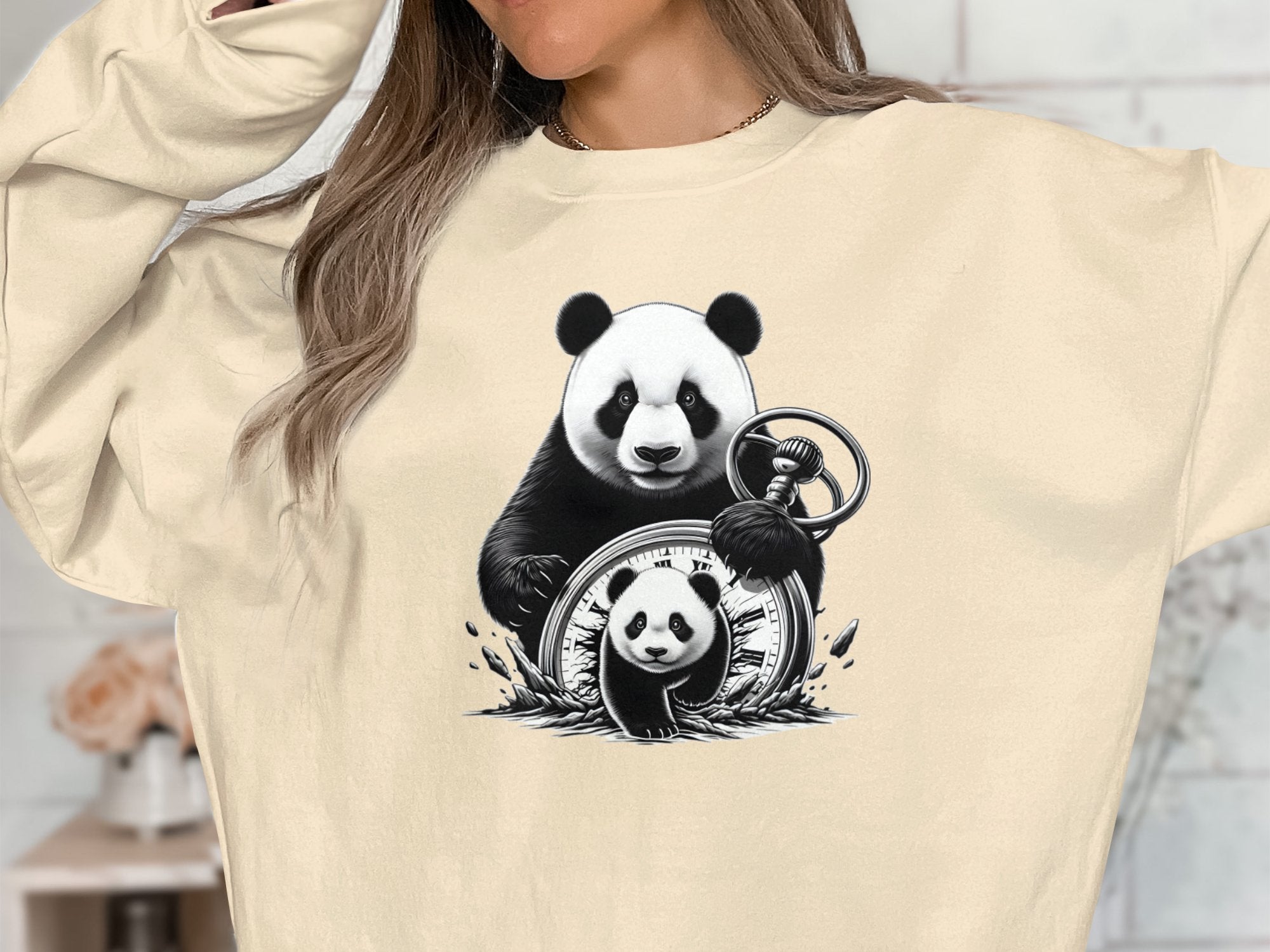 Panda - Coloured Gildan Sweatshirt Realistic Animal Talisman Unisex Cute Tee Graphic Design