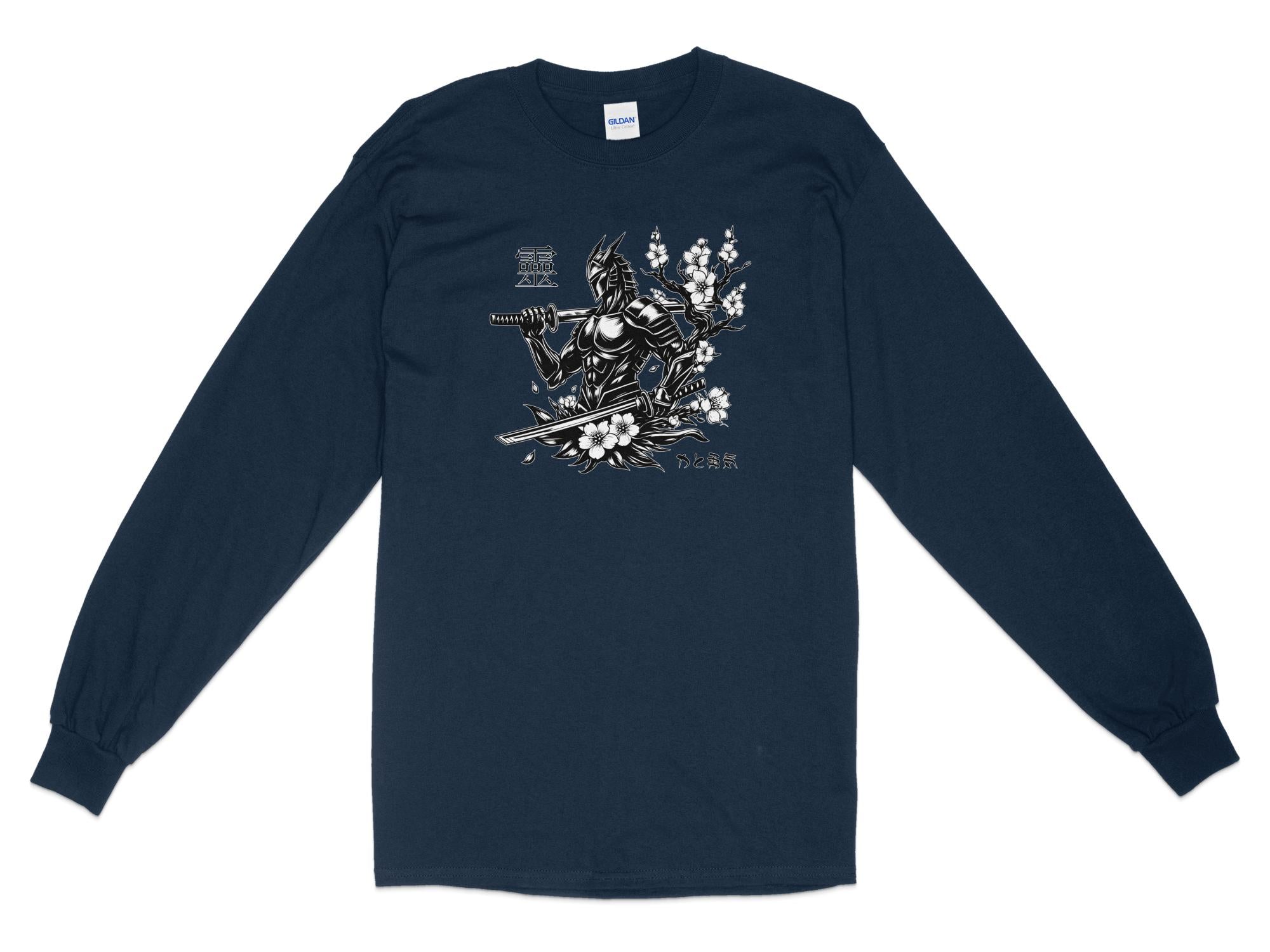 Samurai Ninja - Coloured Gildan Long Sleeve Japanese Talisman Unisex Cultural Symbolic Graphic Design