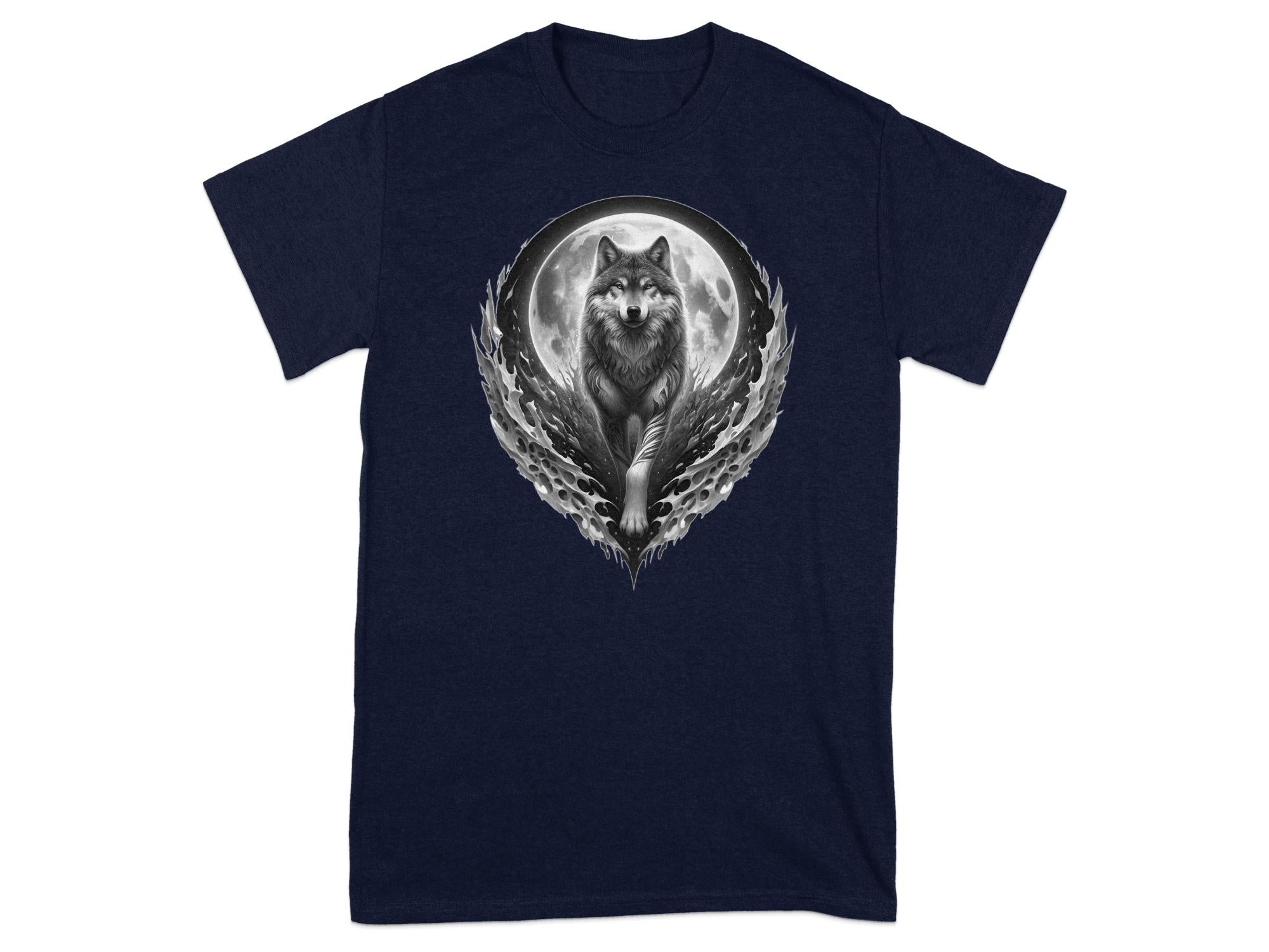 Moon Wolf - Coloured Gildan T-Shirt Realistic Animal Talisman Unisex Mythology Tee Graphic Design