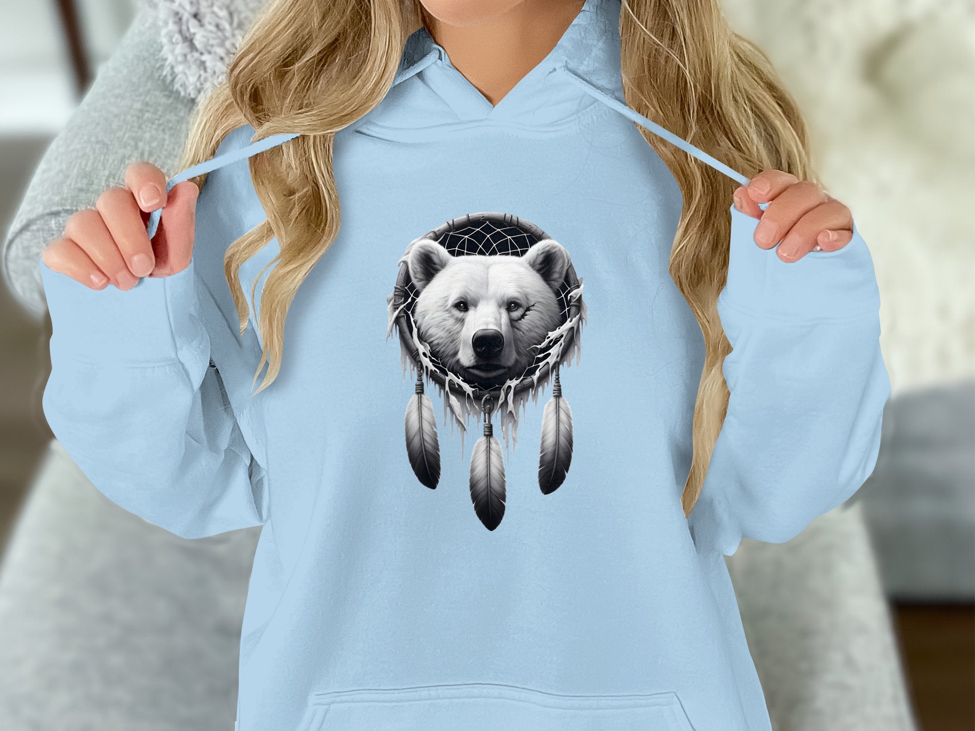 Dreamcatcher Bear - Coloured Gildan Hoodie Realistic Native American Talisman Unisex Mythology Tee Graphic Design