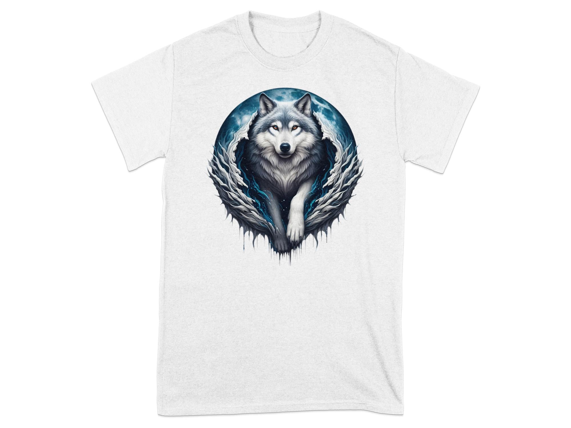 Moon Wolf - T-Shirt Realistic Full Colour Animal Talisman Unisex Mythology Tee Gildan Graphic Design