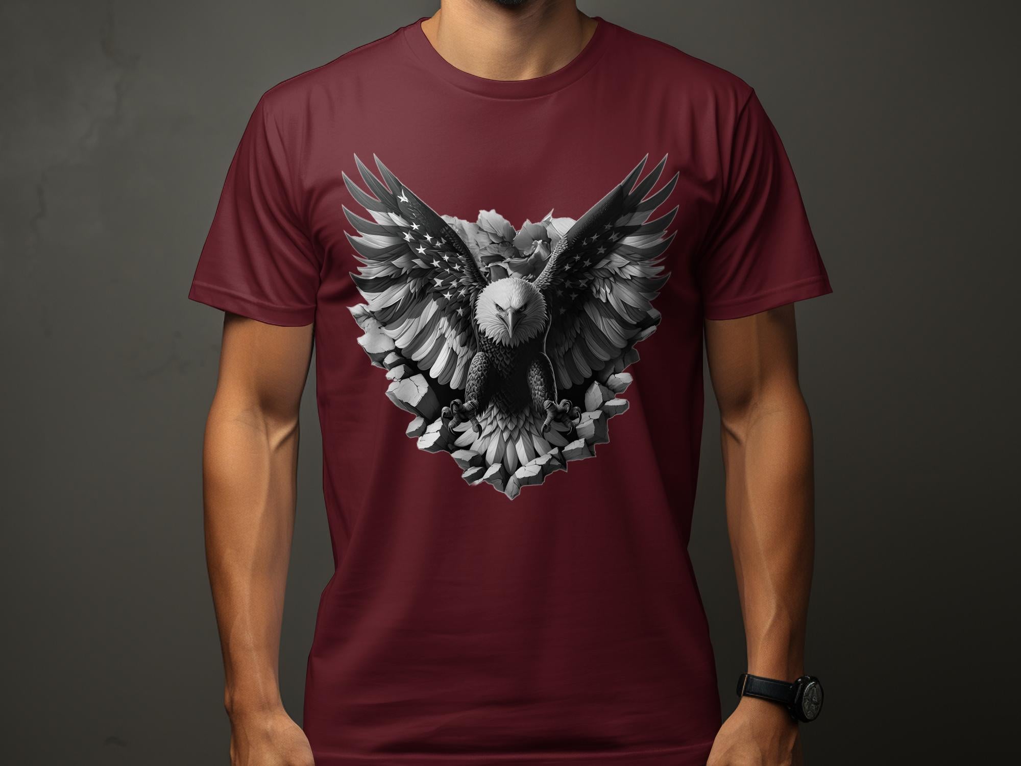 Eagle Patriot - Coloured Gildan T-Shirt Realistic Animal Talisman Unisex Tee Graphic Design