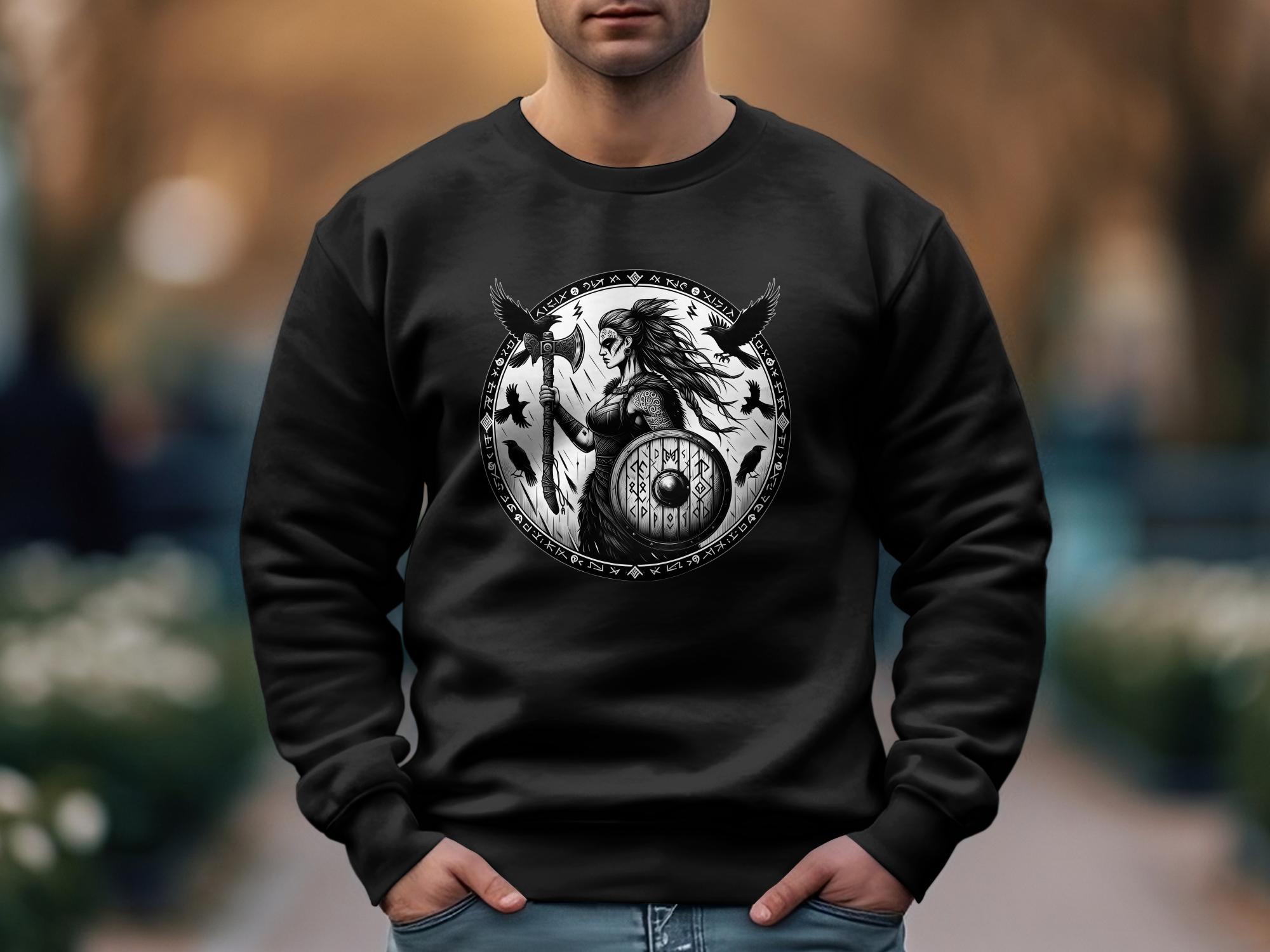 Viking Shield Maiden - Coloured Gildan Sweatshirt Realistic Norse Talisman Men Women Unisex Valhalla Tee Graphic Design