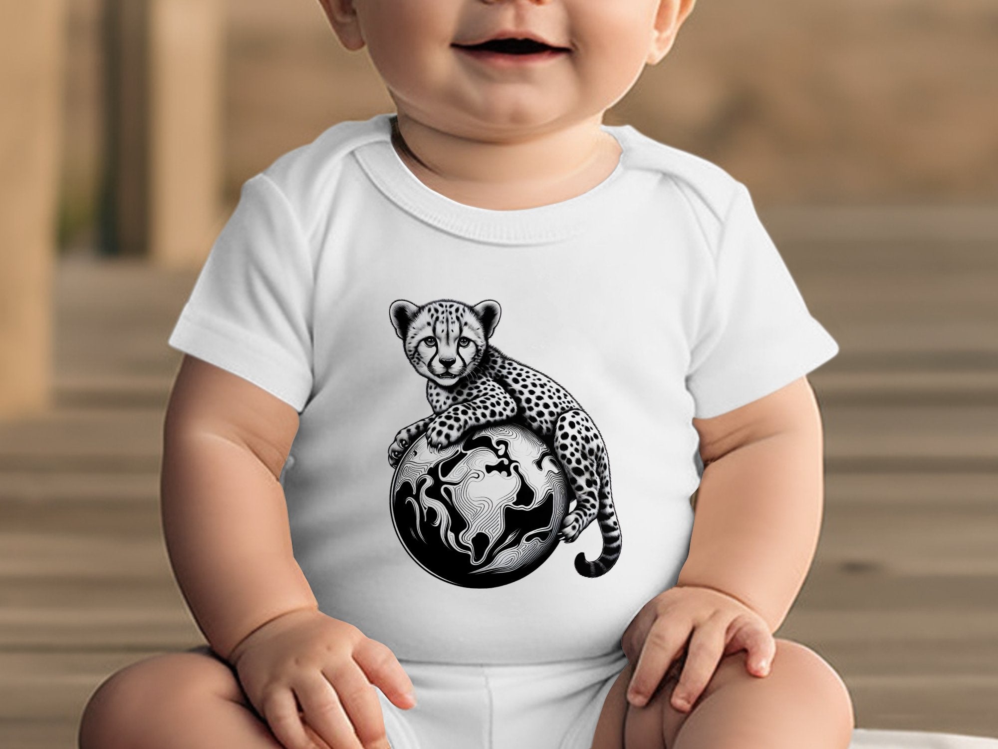 Cheetah World - Coloured Toddler Bodysuit Realistic Animal Talisman Unisex Cute Tee Graphic Design