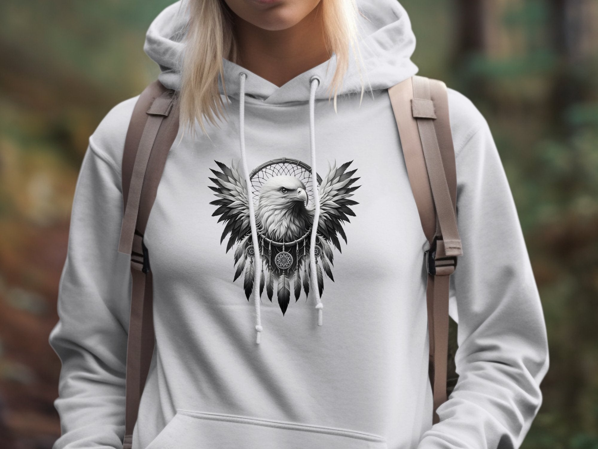 Dreamcatcher Eagle - Coloured Gildan Hoodie Realistic Native American Talisman Unisex Mythology Tee Graphic Design