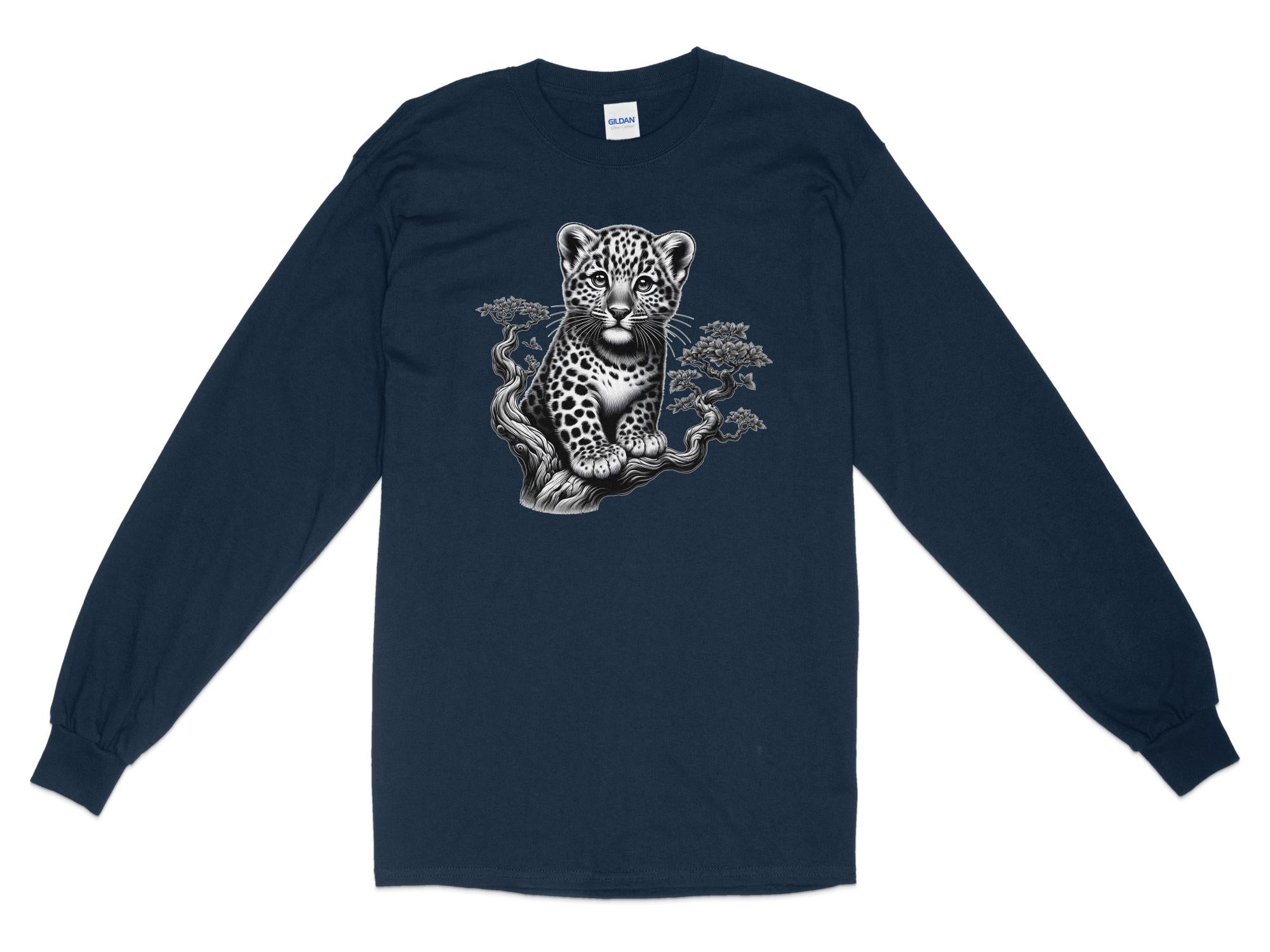 Leopard Bonsai - Coloured Gildan Long Sleeve Realistic Animal Talisman Unisex Cute Tee Graphic Design