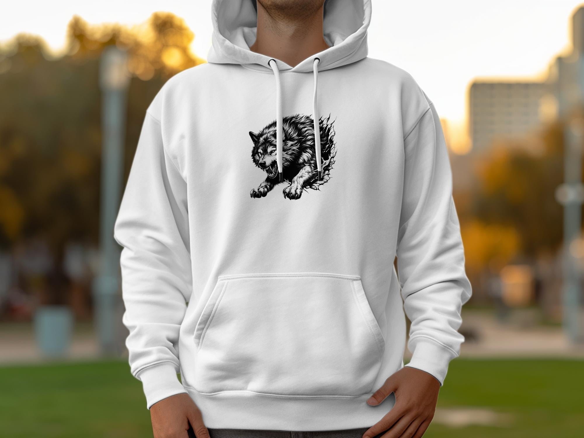 Wolf Tribal - Black White Gildan Hoodie Realistic Animal Talisman Unisex Tee Graphic Design