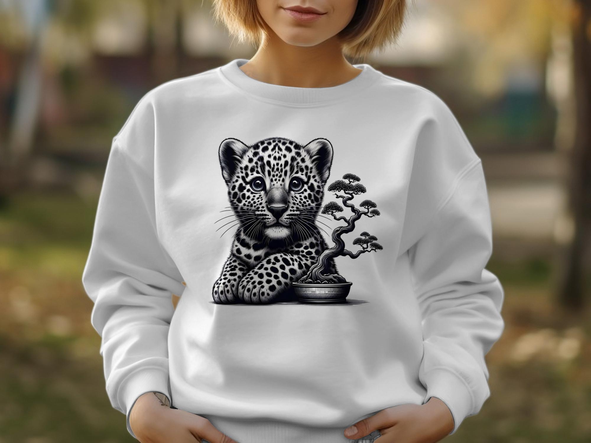 Leopard Bonsai - Coloured Gildan Sweatshirt Realistic Animal Talisman Unisex Cute Tee Graphic Design