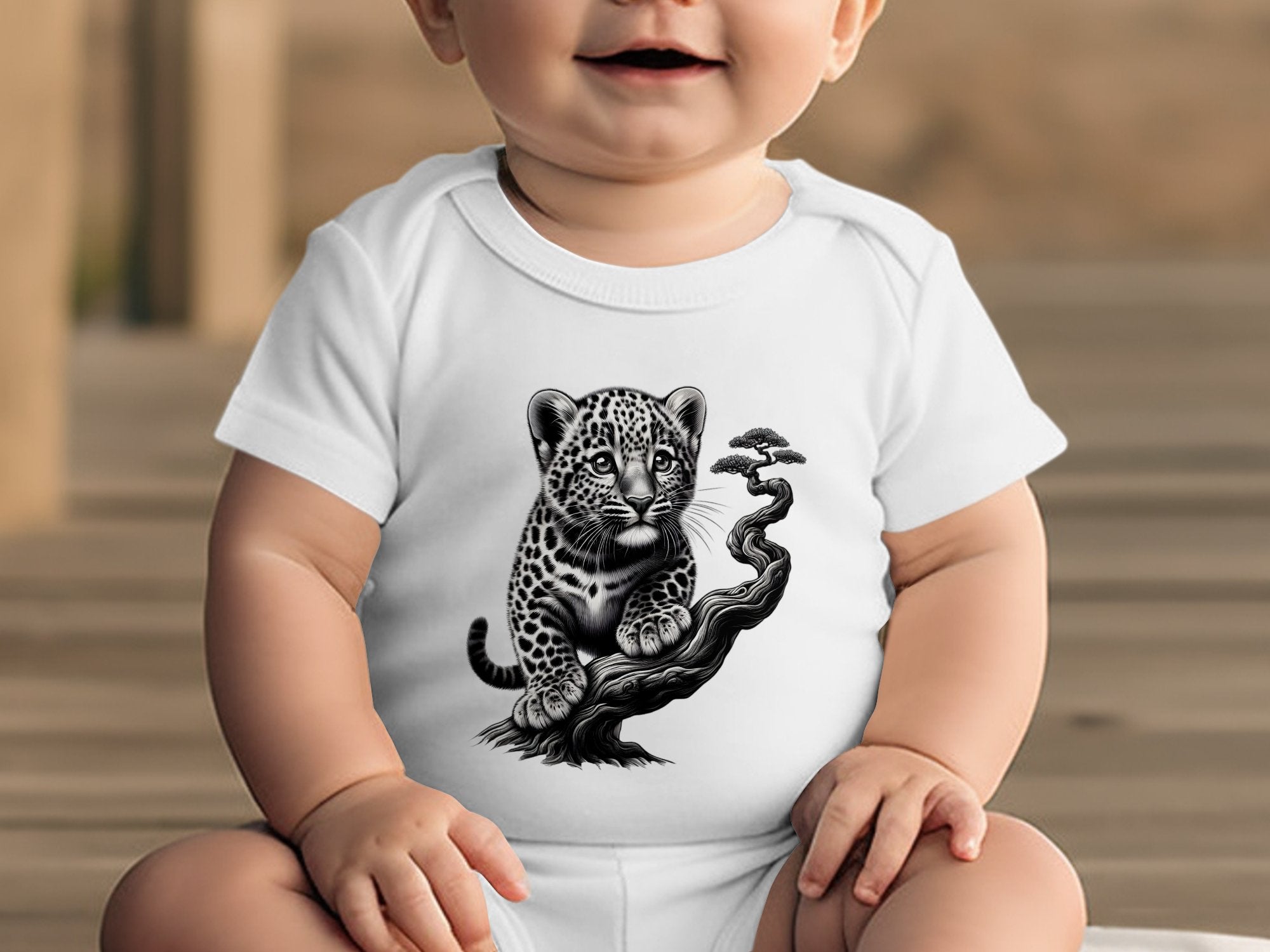 Leopard Bonsai - Coloured Toddler Bodysuit Realistic Animal Talisman Unisex Cute Tee Graphic Design