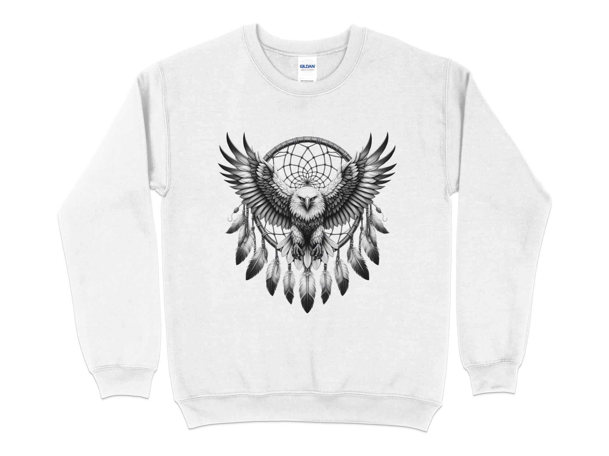 Dreamcatcher Eagle - Coloured Gildan Sweatshirt Realistic Native American Talisman Unisex Mythology Tee Graphic Design