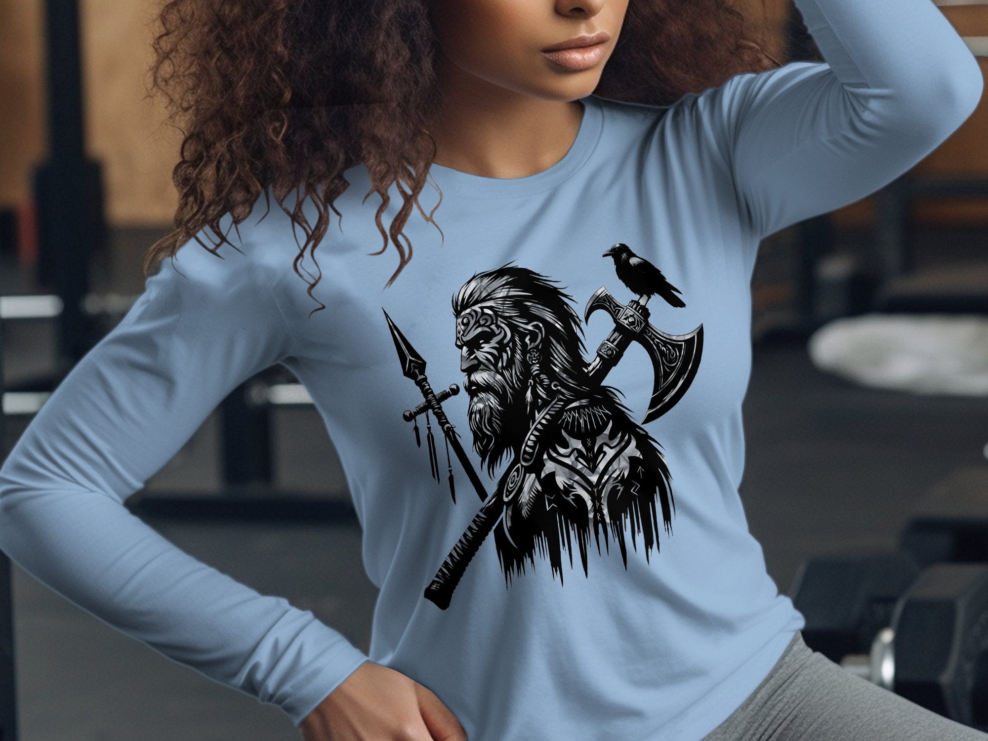 Viking Courage - Coloured Gildan Long Sleeve Norse Talisman Men Women Unisex Valhalla Tee