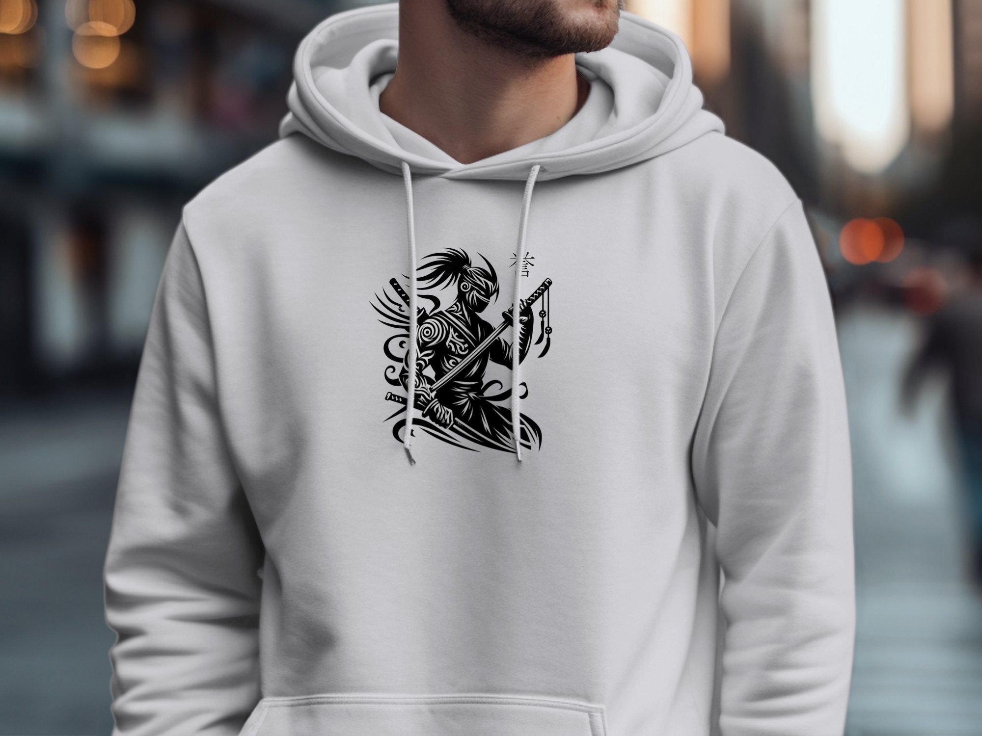 Samurai Ninja - Coloured Gildan Hoodie Japanese Talisman Unisex Cultural Symbolic Graphic Design