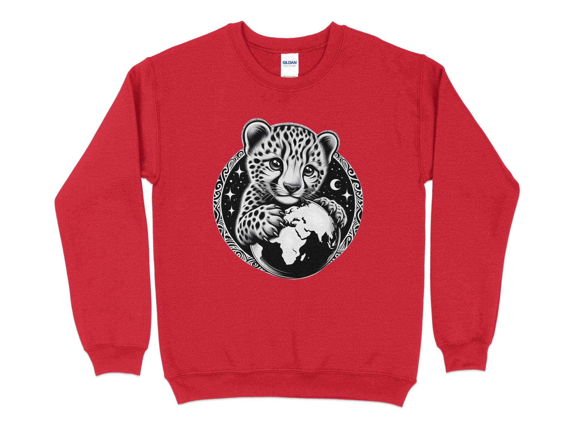 Cheetah World - Coloured Gildan Sweatshirt Realistic Animal Talisman Unisex Cute Tee Graphic Design