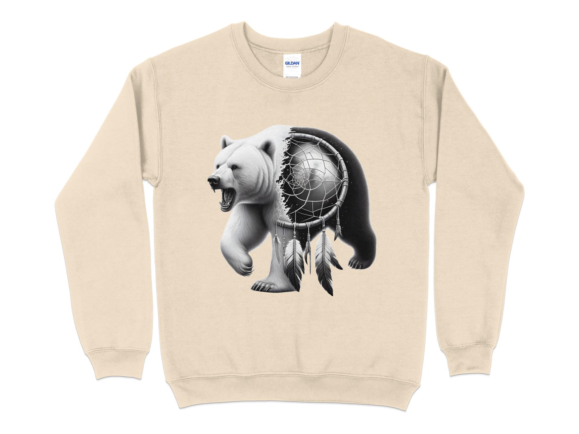 Dreamcatcher Bear - Coloured Gildan Sweatshirt Realistic Native American Talisman Unisex Mythology Tee Graphic Design