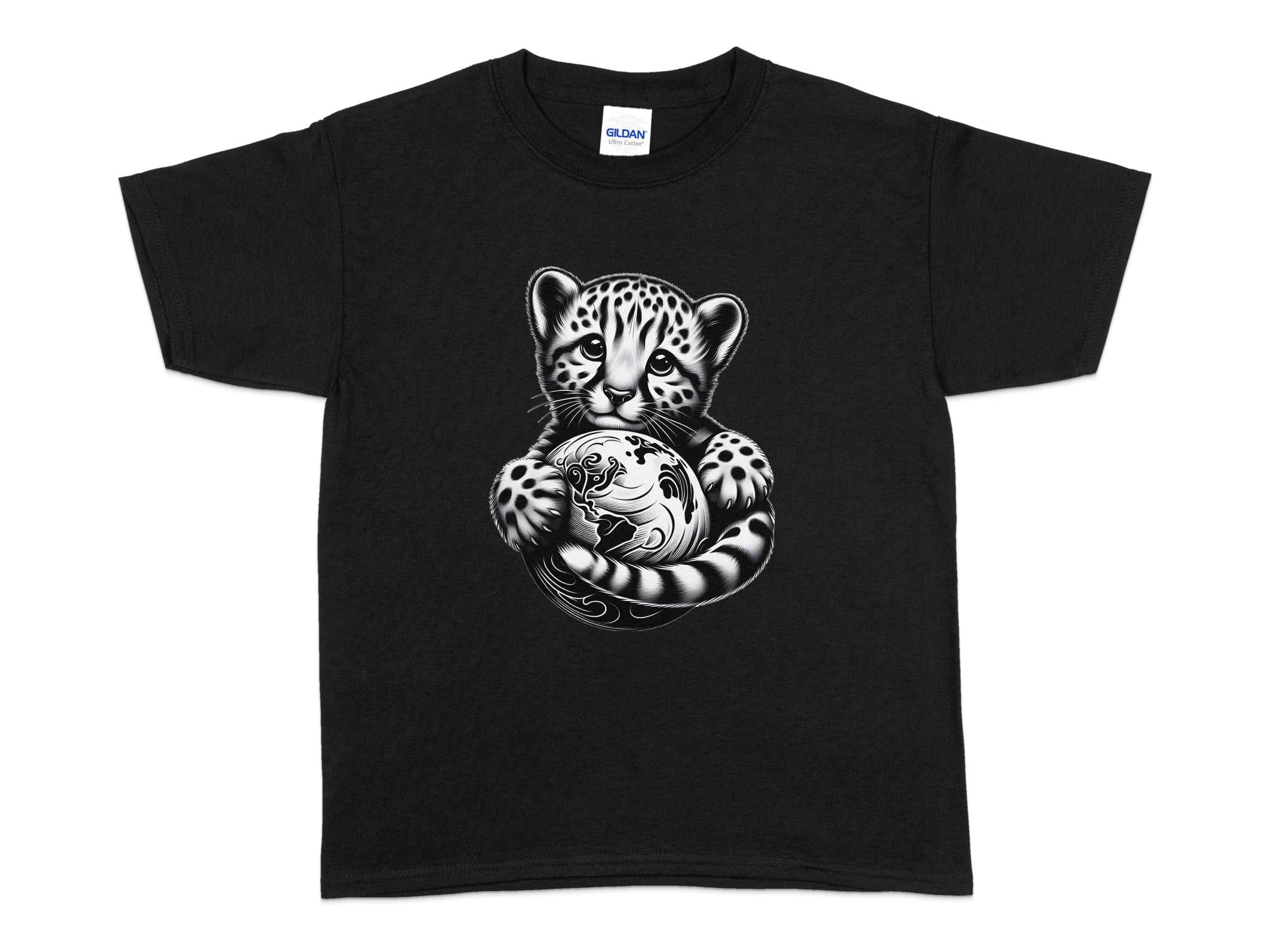 Cheetah World - Coloured Gildan Kids T-Shirt Realistic Animal Talisman Unisex Cute Tee Graphic Design