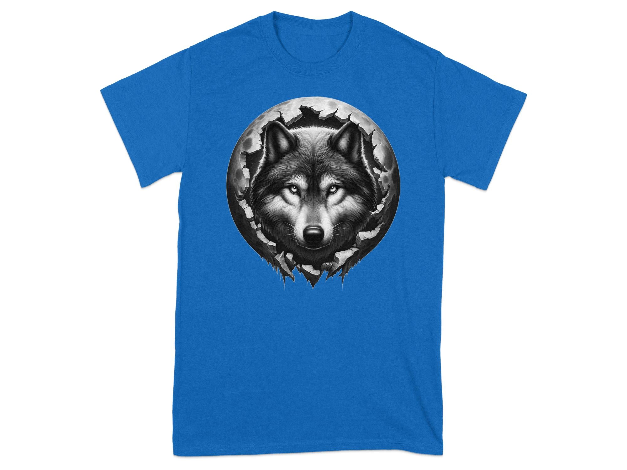 Moon Wolf - Coloured Gildan T-Shirt Realistic Animal Talisman Unisex Mythology Tee Graphic Design