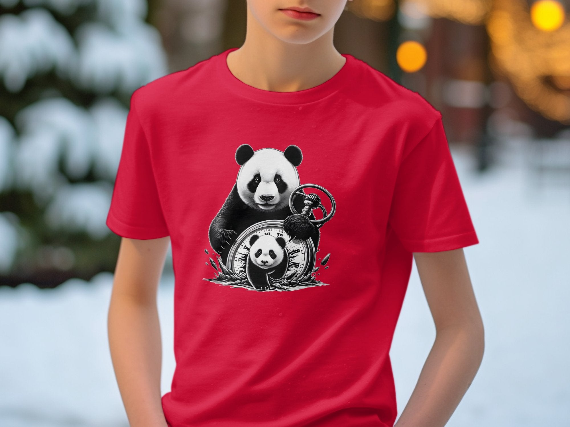 Panda - Coloured Kids T-Shirt Realistic Animal Talisman Unisex Cute Tee Graphic Design