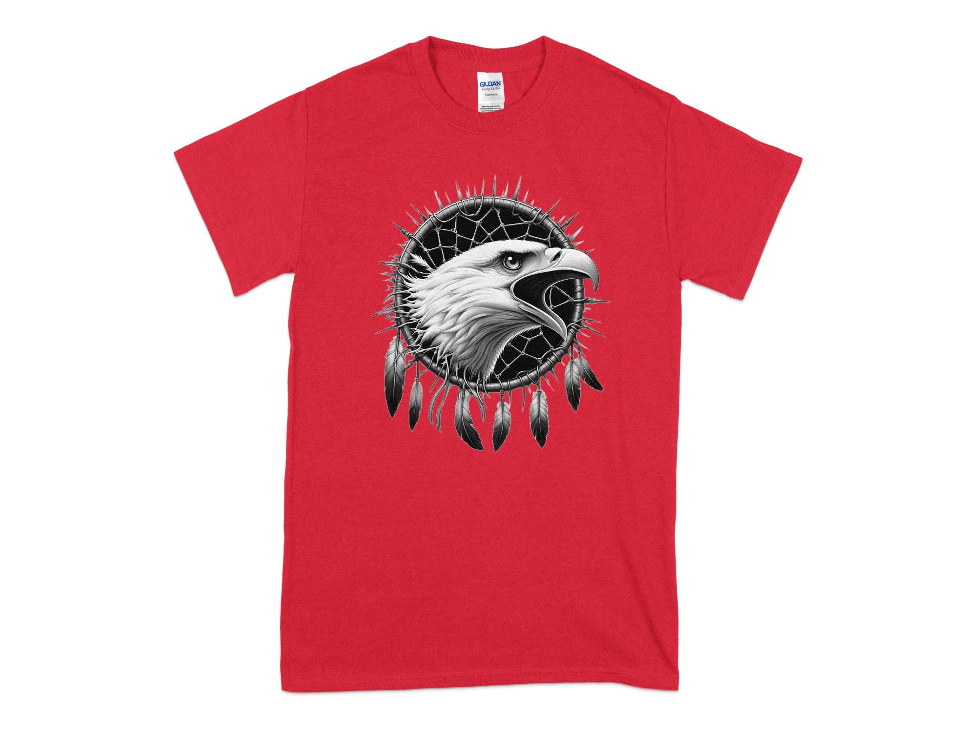 Dreamcatcher Eagle - Coloured Gildan T-Shirt Realistic Native American Talisman Unisex Mythology Tee Graphic Design