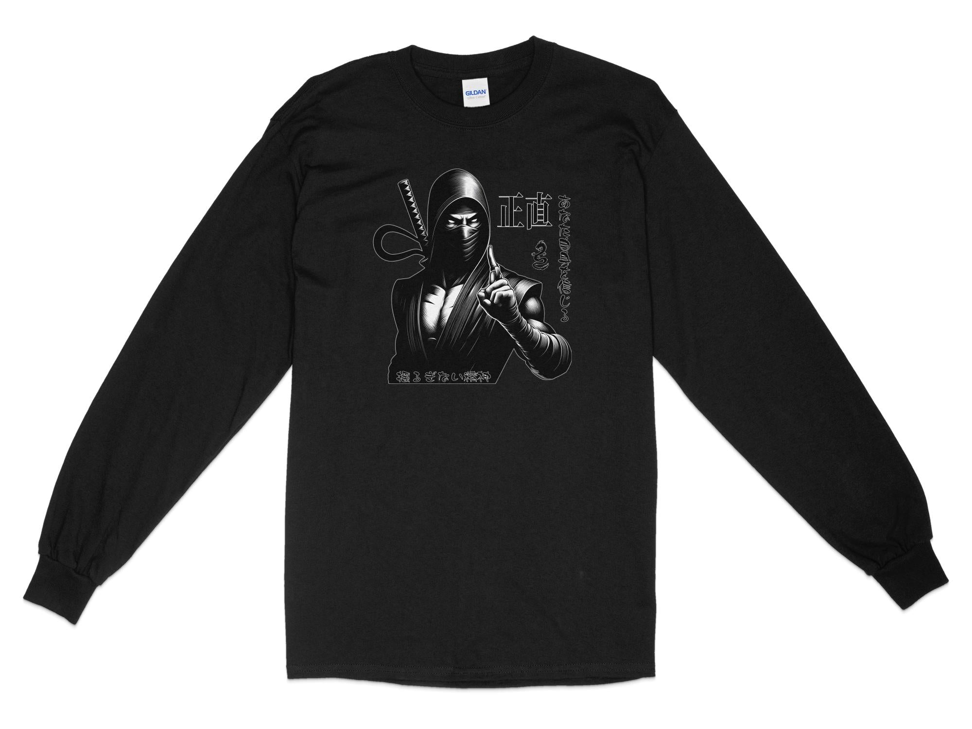 Samurai Ninja - Coloured Gildan Long Sleeve Japanese Talisman Unisex Cultural Symbolic Graphic Design