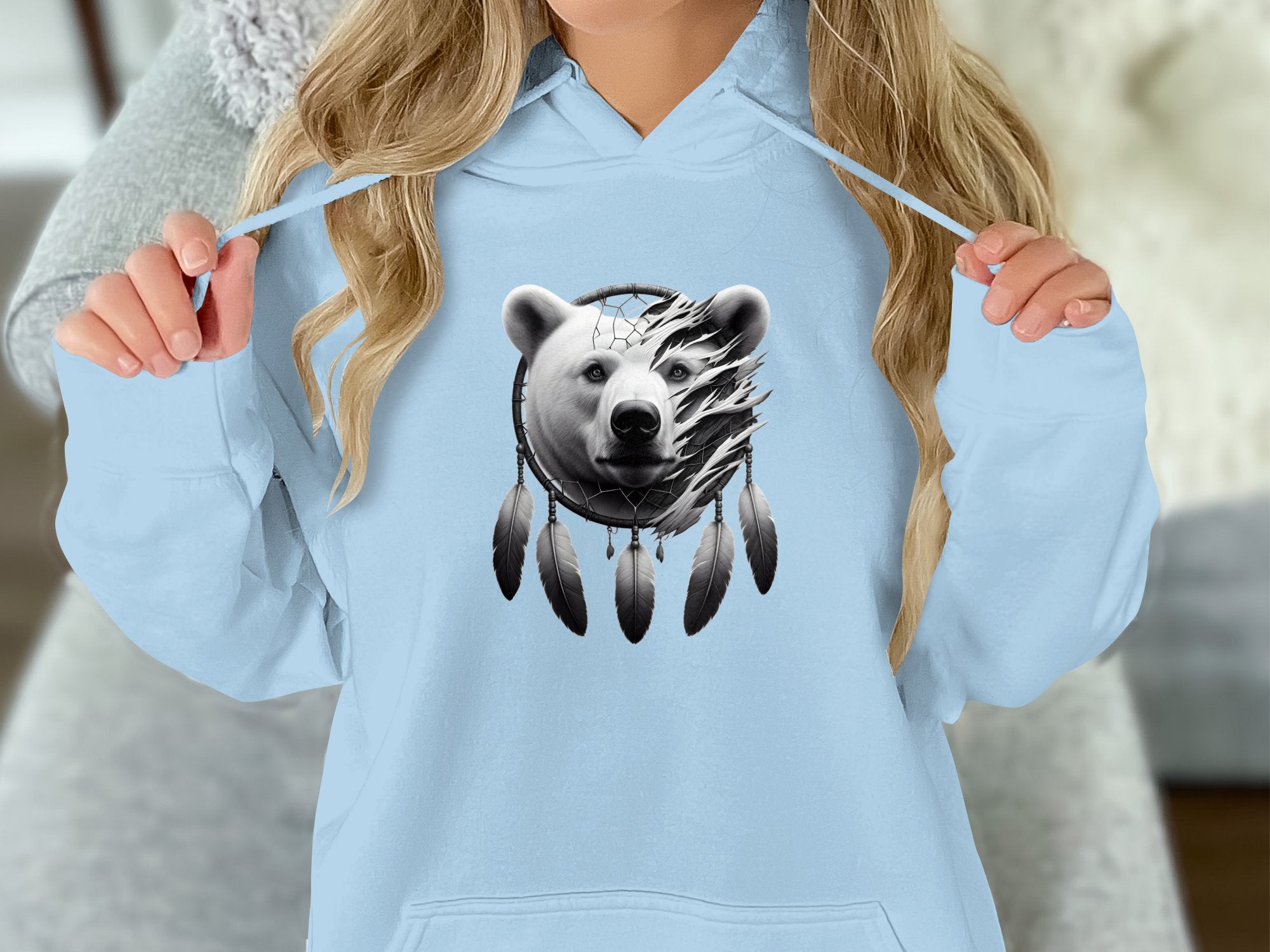 Dreamcatcher Bear - Coloured Gildan Hoodie Realistic Native American Talisman Unisex Mythology Tee Graphic Design