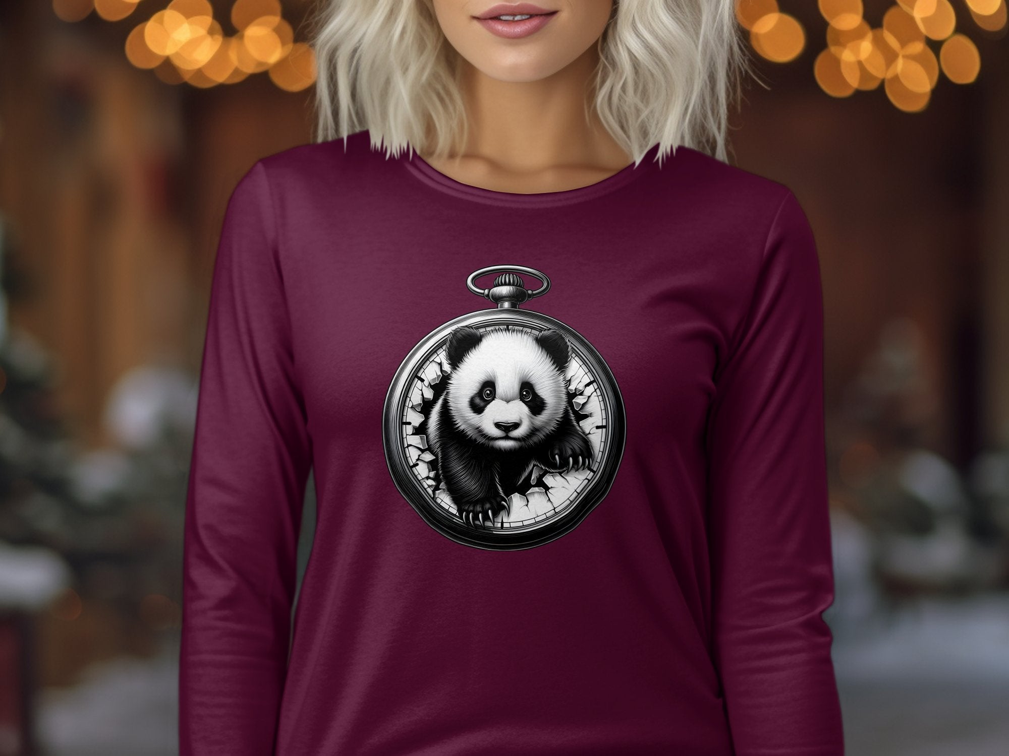 Panda - Coloured Gildan Long Sleeve Realistic Animal Talisman Unisex Cute Tee Graphic Design