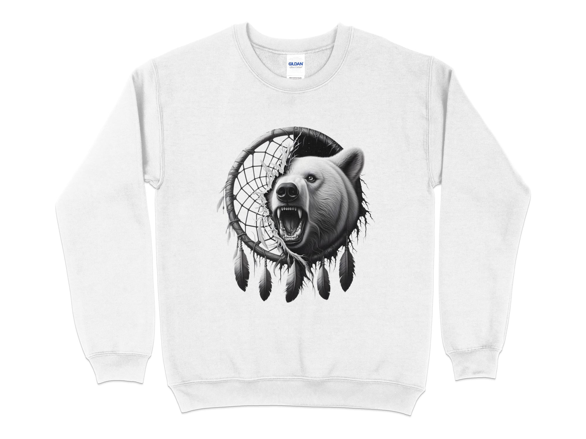 Dreamcatcher Bear - Coloured Gildan Sweatshirt Realistic Native American Talisman Unisex Mythology Tee Graphic Design