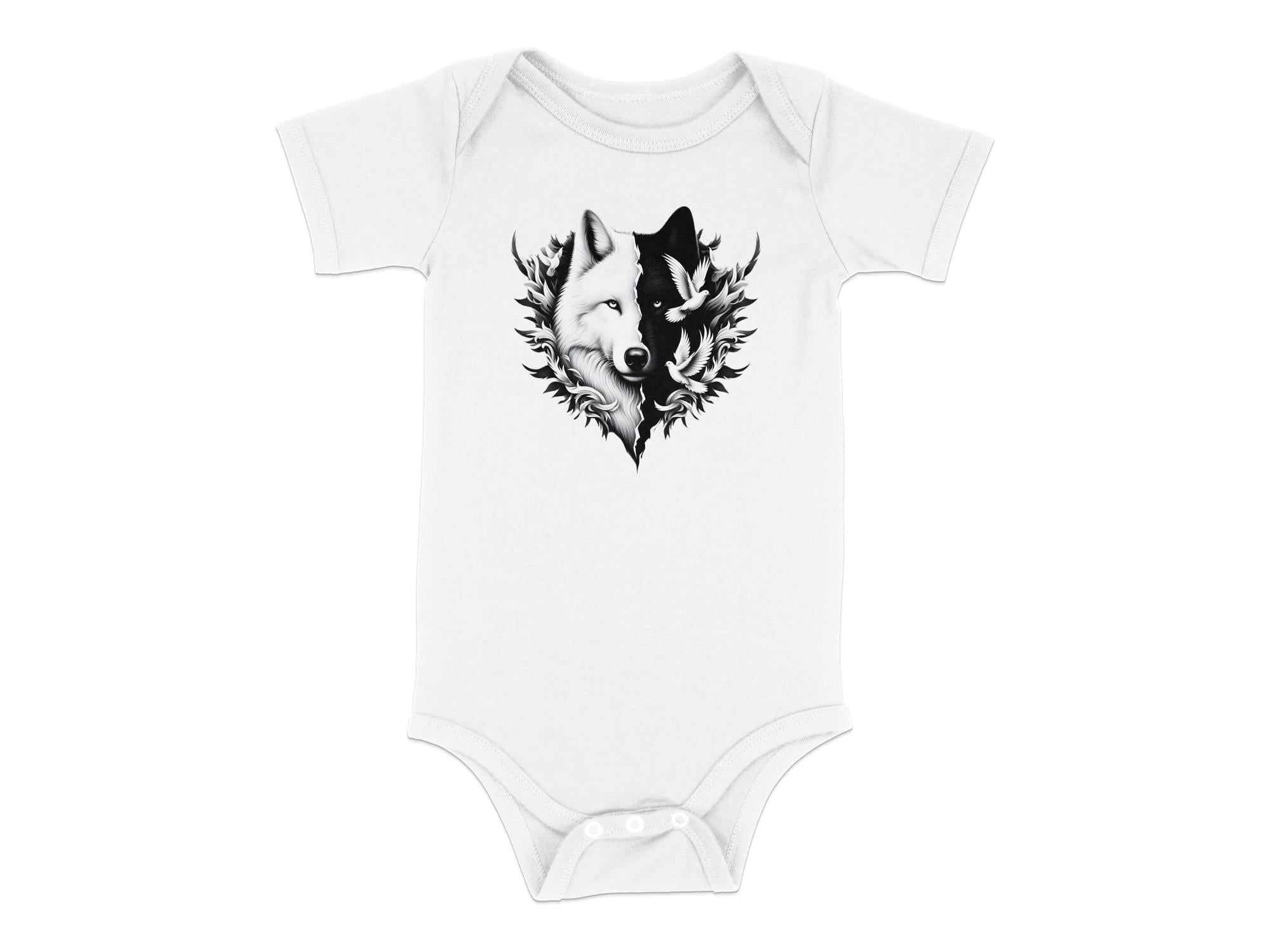 Wolf x Doves - Coloured Toddler Bodysuit Realistic Animal Talisman Unisex Tee Graphic Design