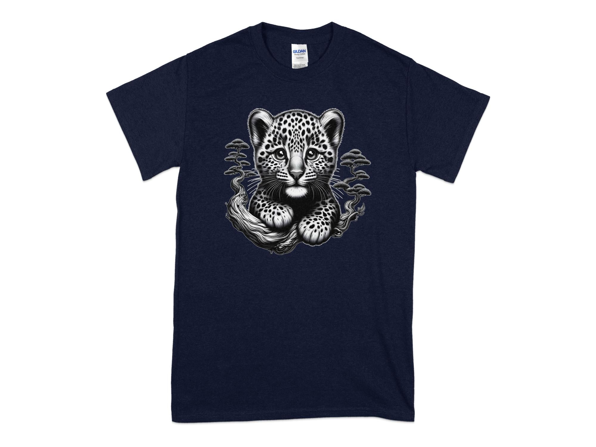 Leopard Bonsai - Coloured Gildan T-Shirt Realistic Animal Talisman Unisex Cute Tee Graphic Design