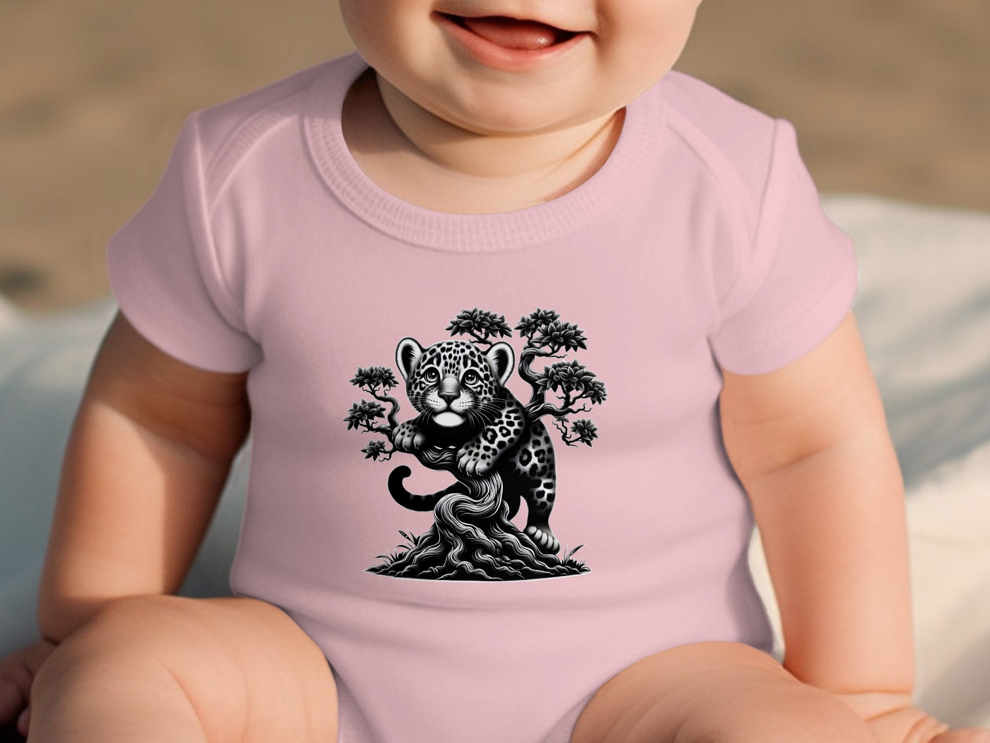 Leopard Bonsai - Coloured Toddler Bodysuit Realistic Animal Talisman Unisex Cute Tee Graphic Design