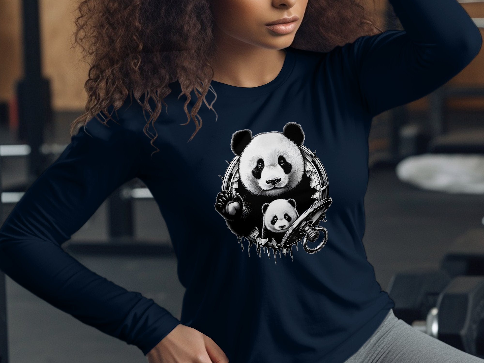 Panda - Coloured Gildan Long Sleeve Realistic Animal Talisman Unisex Cute Tee Graphic Design