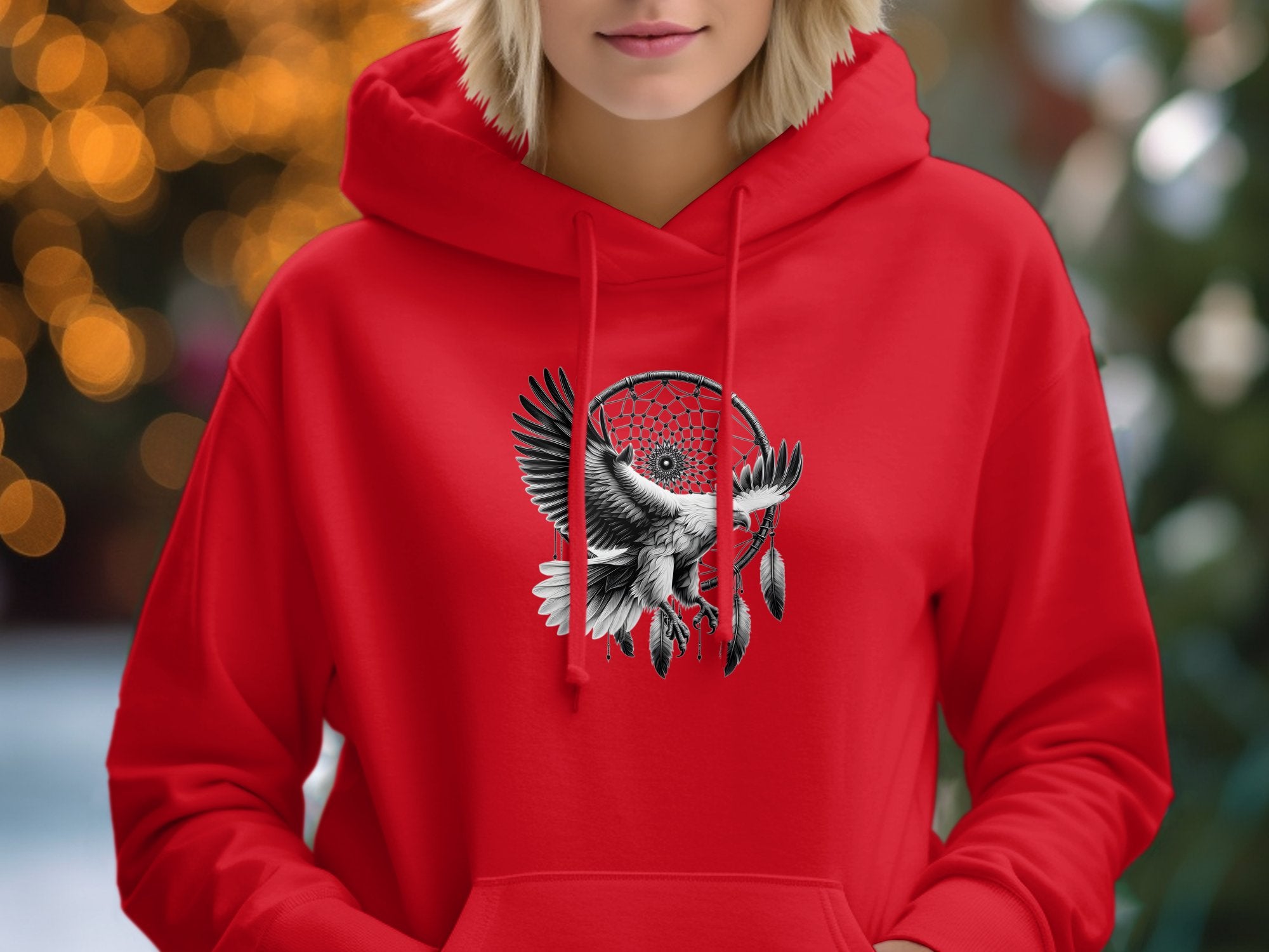 Dreamcatcher Eagle - Coloured Gildan Hoodie Realistic Native American Talisman Unisex Mythology Tee Graphic Design