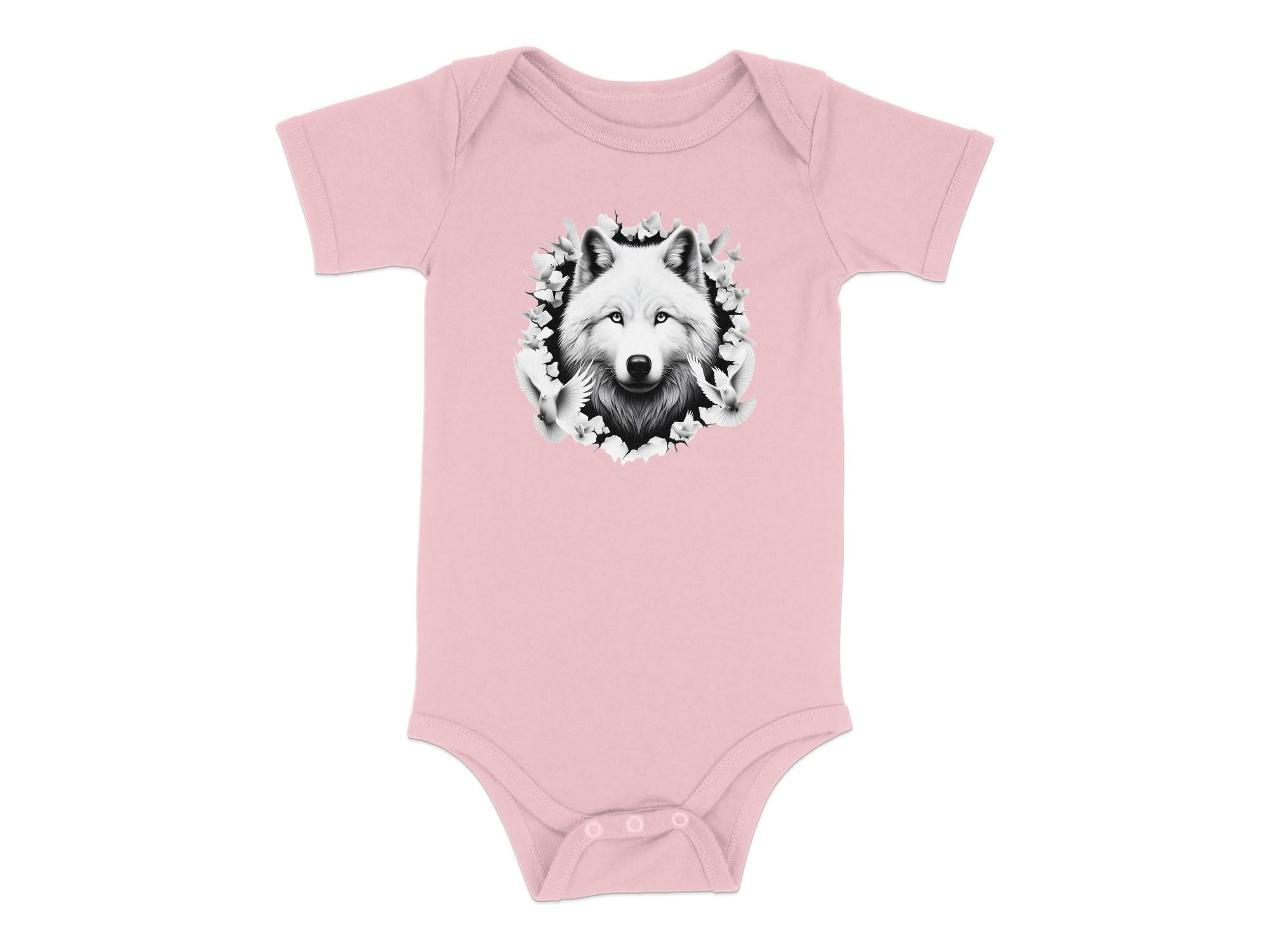 Wolf x Doves - Coloured Toddler Bodysuit Realistic Animal Talisman Unisex Tee Graphic Design