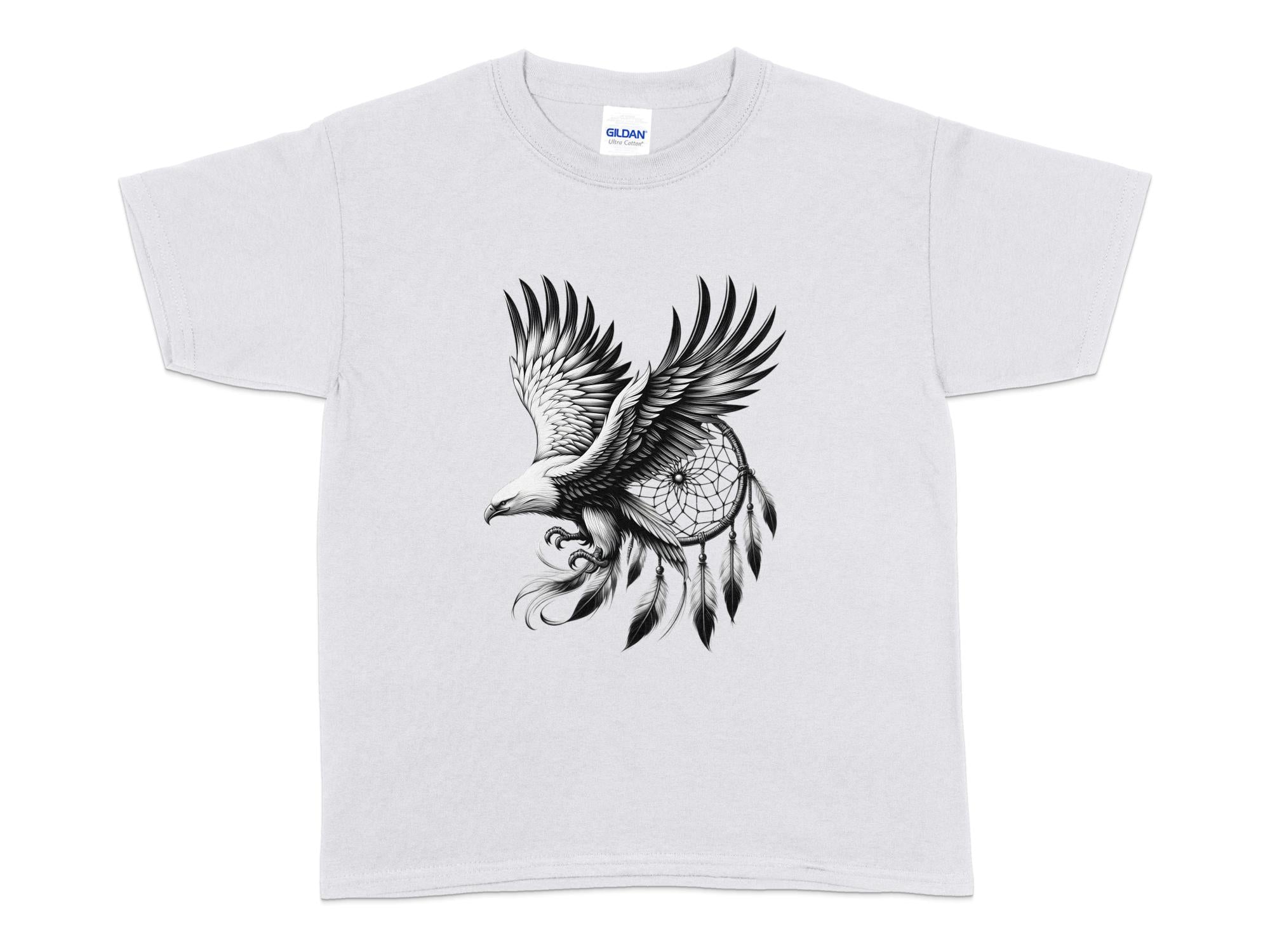 Dreamcatcher Eagle - Coloured Gildan Kids T-Shirt Realistic Native American Talisman Unisex Mythology Tee Graphic Design