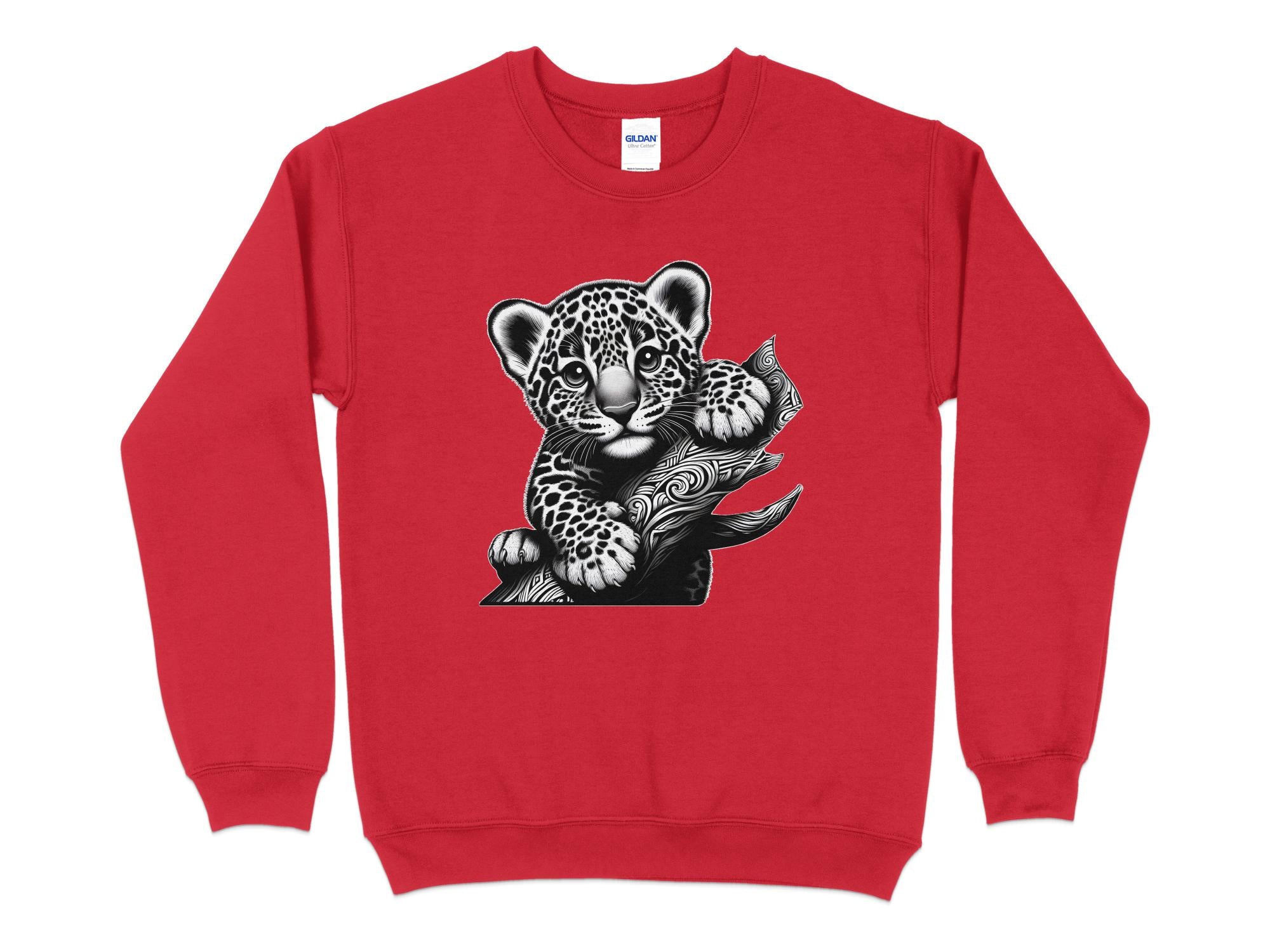 Leopard Bonsai - Coloured Gildan Sweatshirt Realistic Animal Talisman Unisex Cute Tee Graphic Design