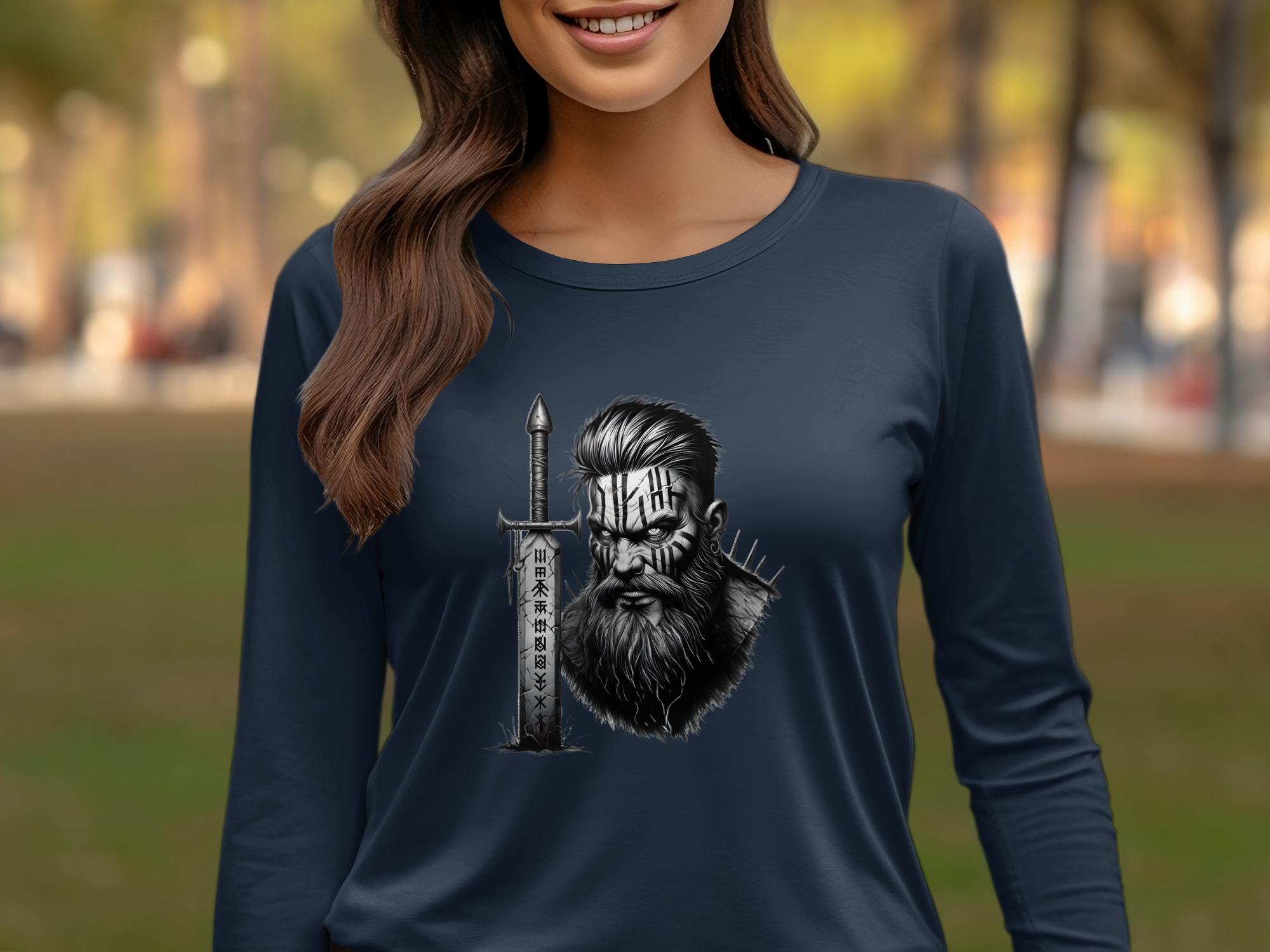 Viking Dauntless - Coloured Gildan Long Sleeve Realistic Norse Talisman Men Women Unisex Valhalla Tee Graphic Design