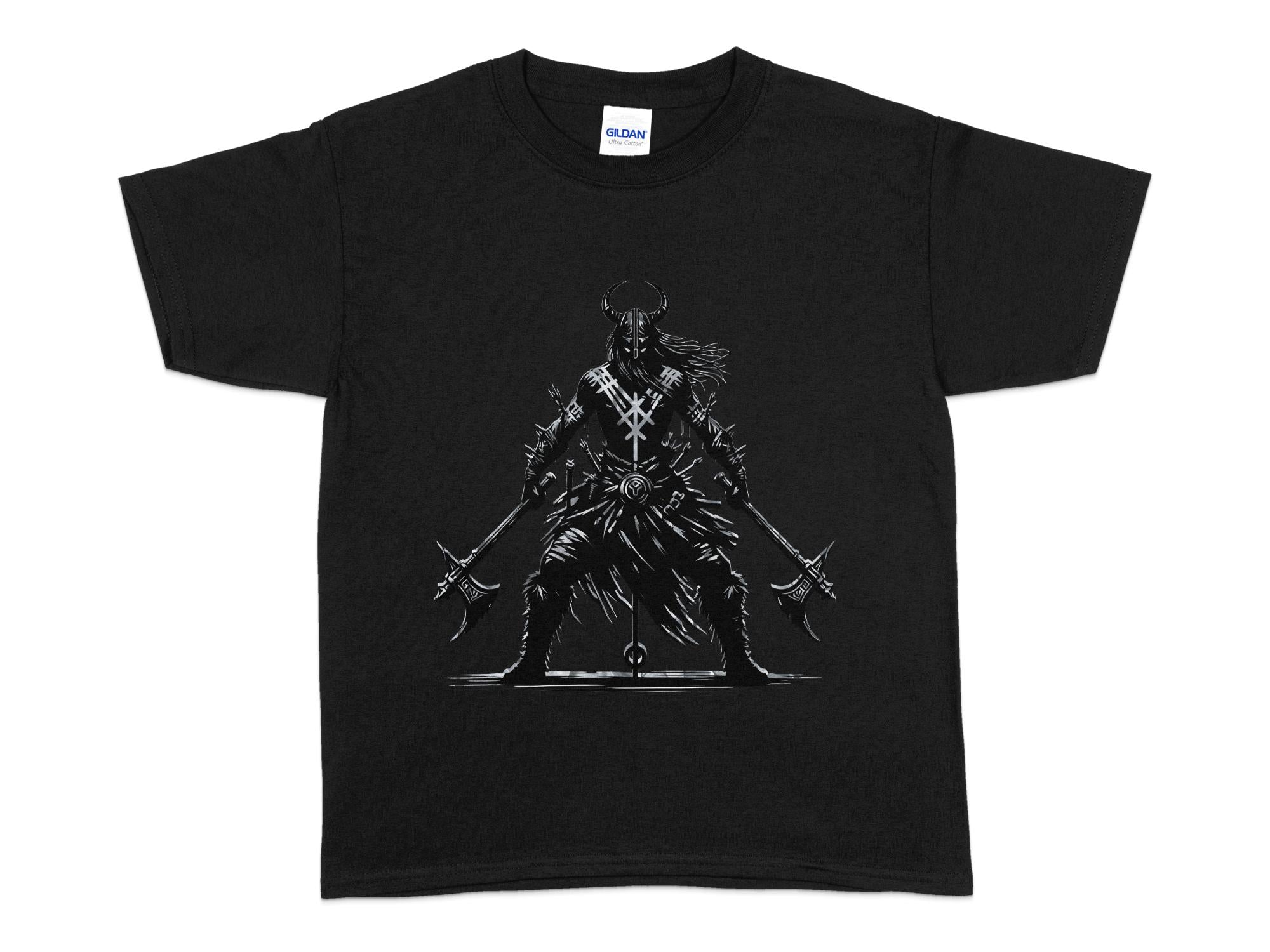 Viking Indomitable - Coloured Gildan Kids T Shirt Norse Talisman Unisex Valhalla Tee